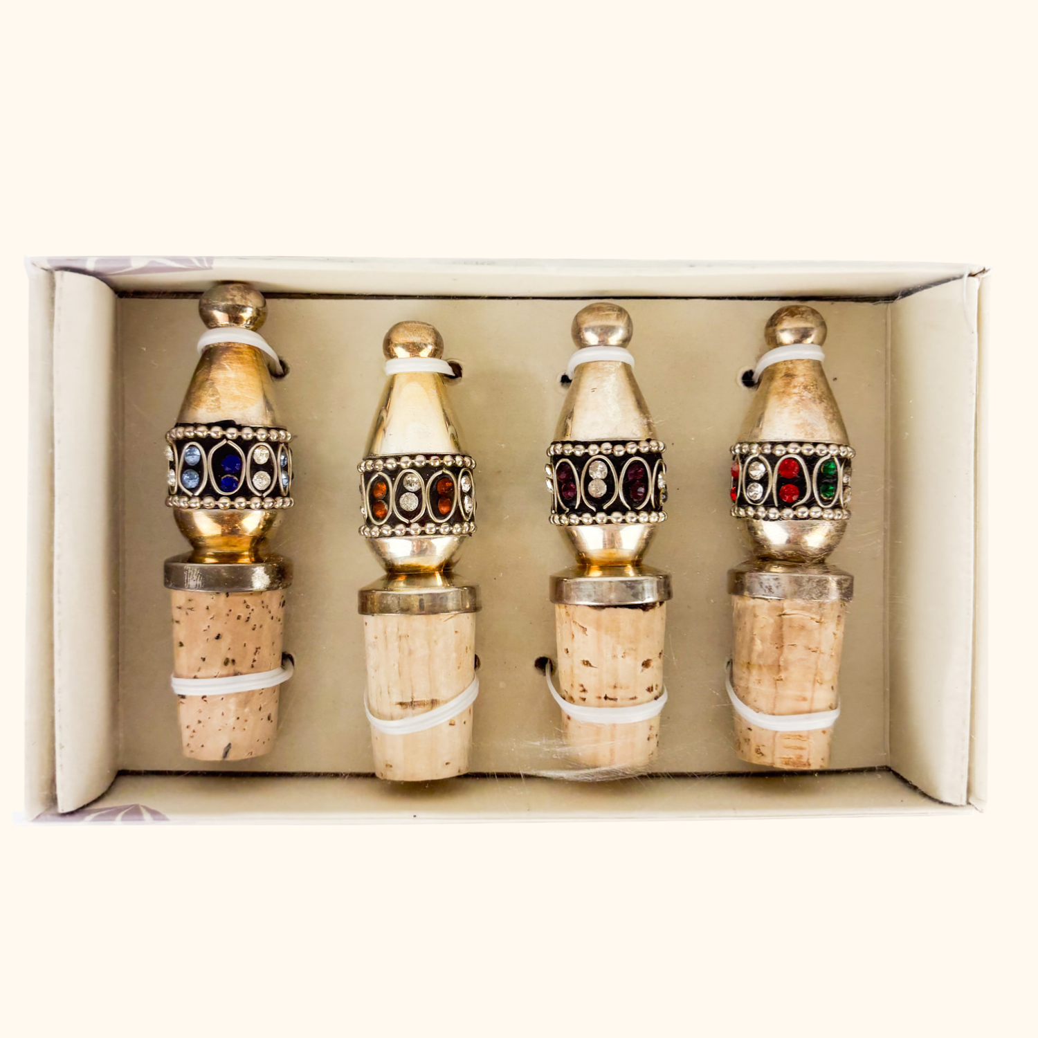 Medina Silver Plated Jewelled Bottle Stoppers Medina