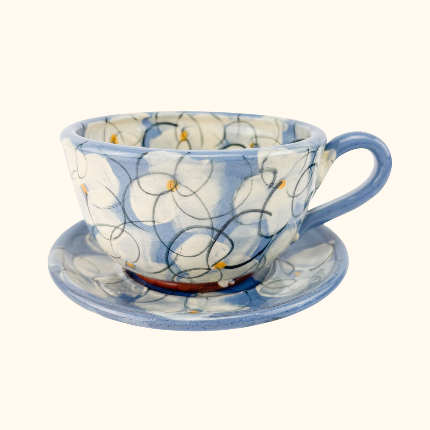 Peter Lochhead Abbey Ceramics Coffee Tea Mug and Saucer Sunshine Thrift