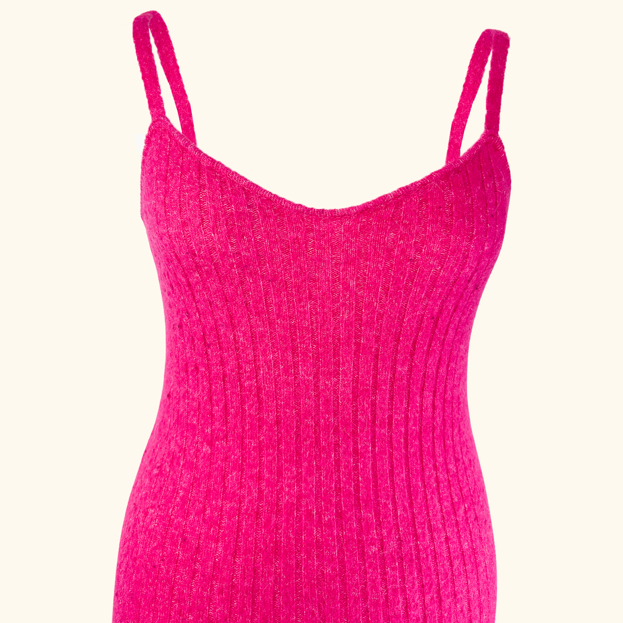 Zara Hot Pink Knitted Wool Blend Maxi Dress - Size Small