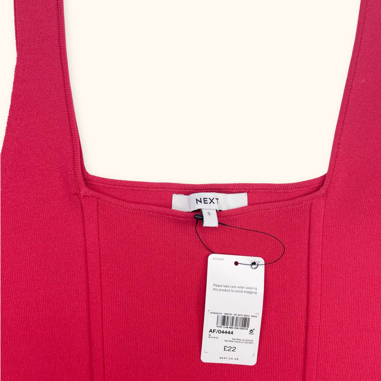 Next Red Ribbed Corset Vest Top - Size Small Next