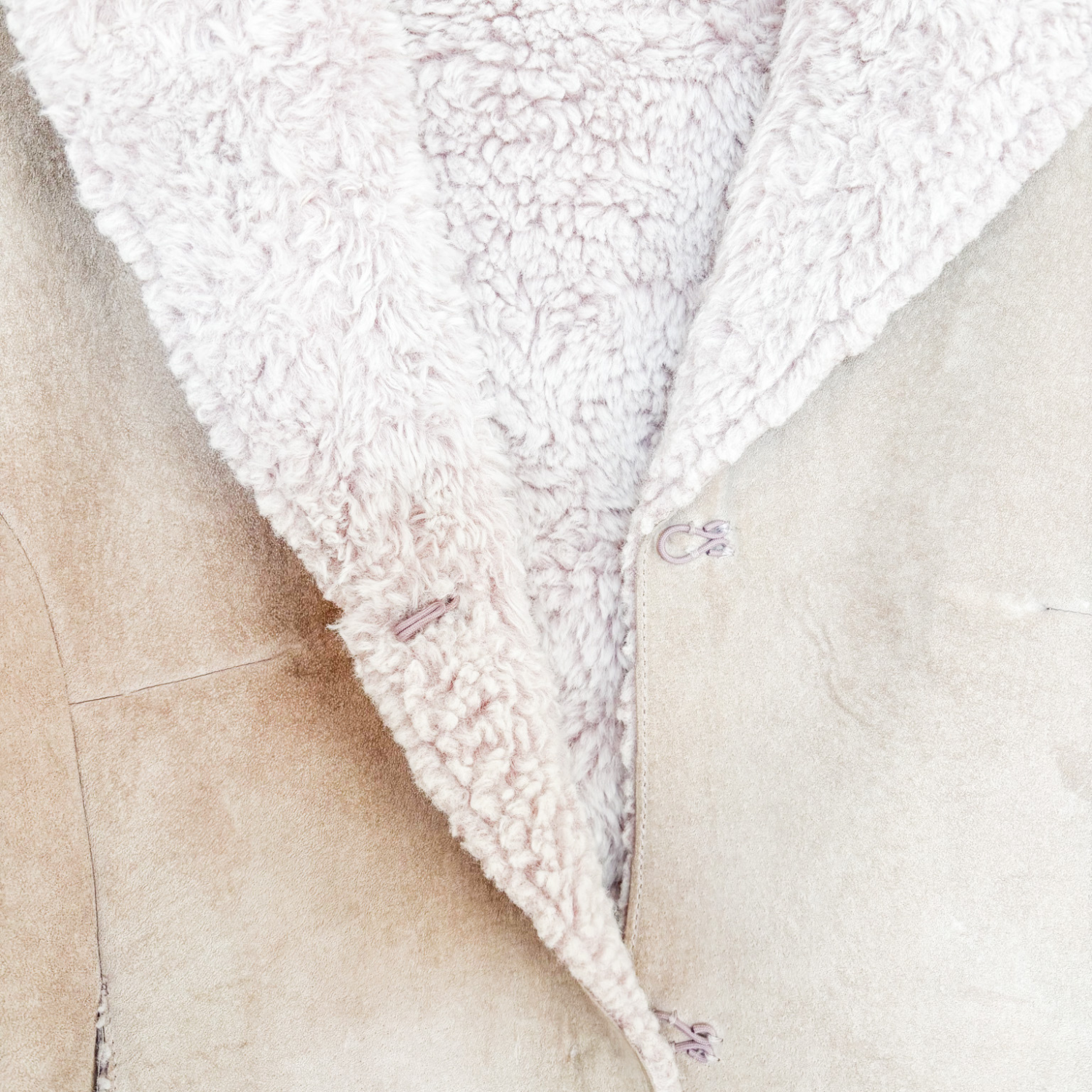 John Rocha Suede Pink Faux Fur Jacket - Size 12 John Rocha