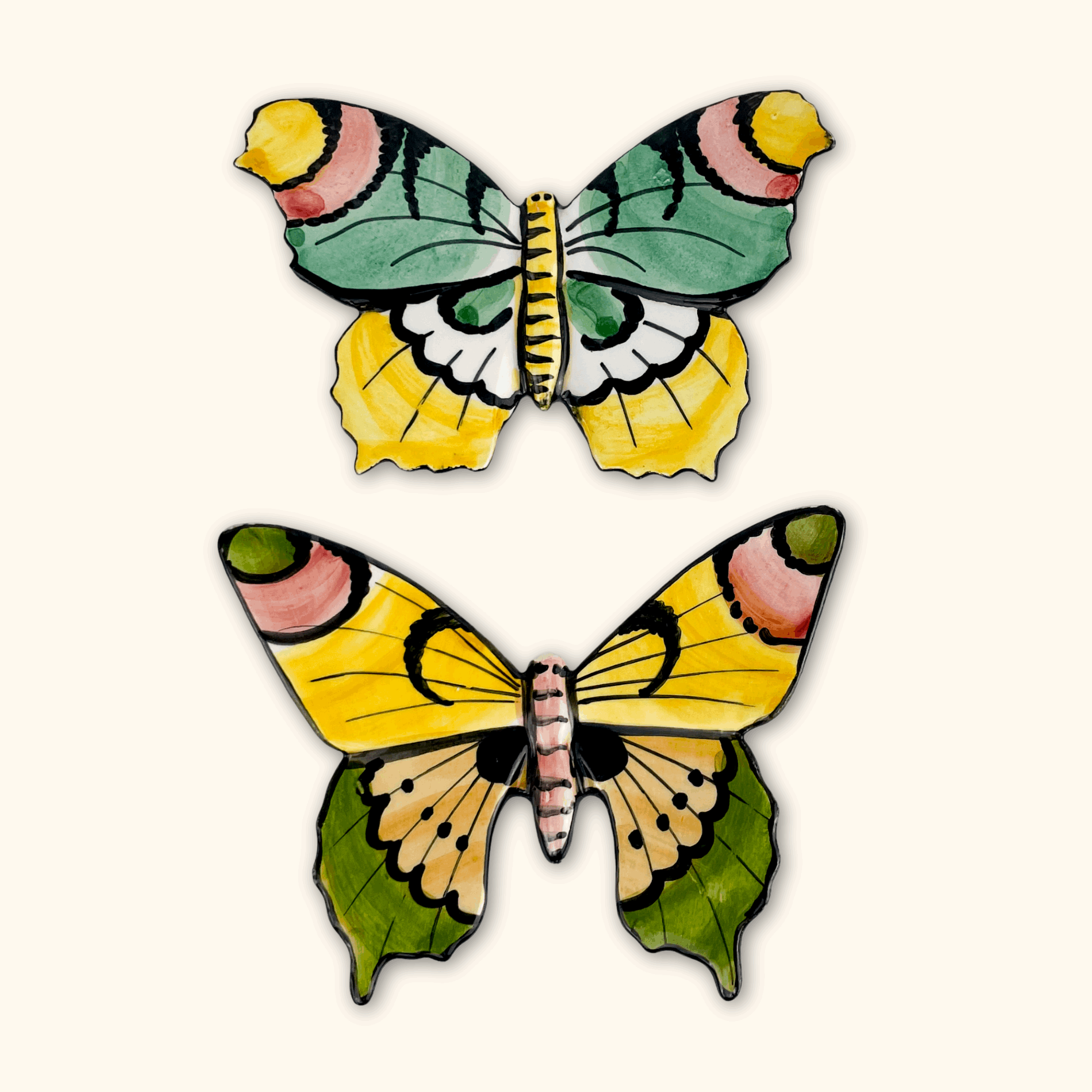 Ceramic Wall hanging Butterflies - Set of 2 - - Decoration