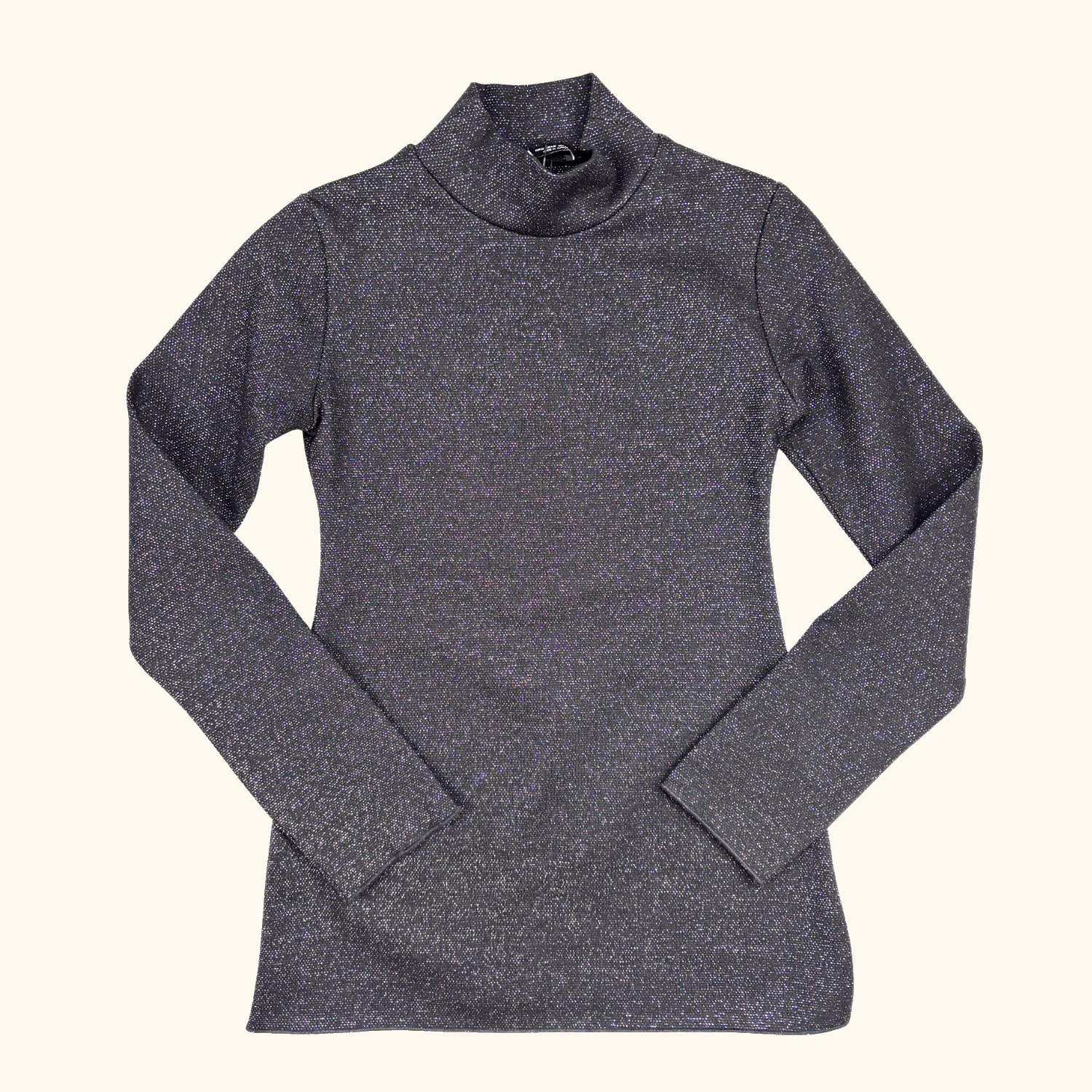 Zara Black Glitter Knitted Open Back Top - Size Medium