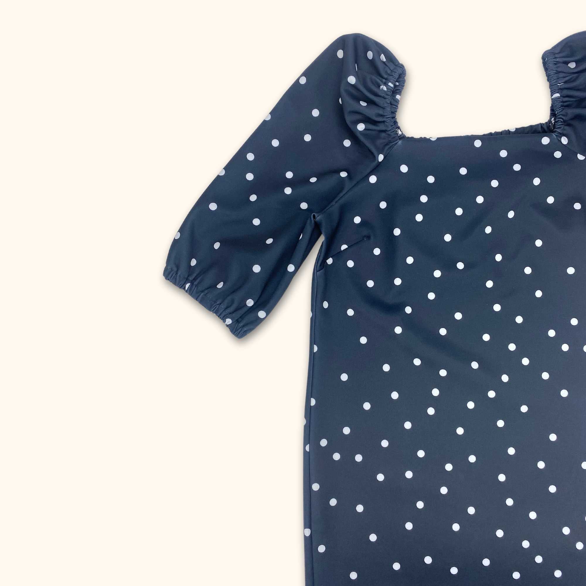 ASOS Polka Dot Navy Blue Short Sleeve Scuba Dress - Size 8 -  - Dresses