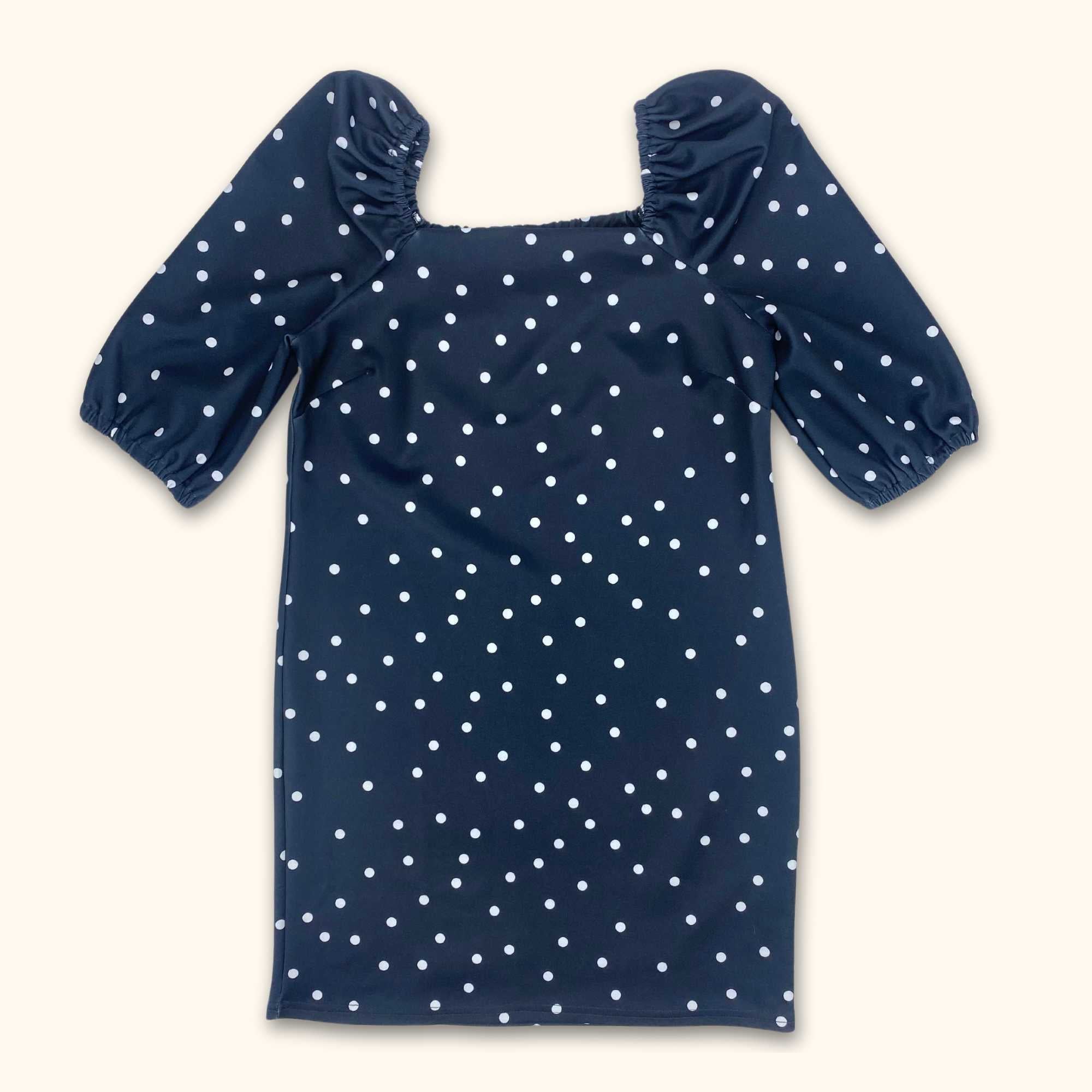 ASOS Polka Dot Navy Blue Short Sleeve Scuba Dress - Size 8 -  - Dresses