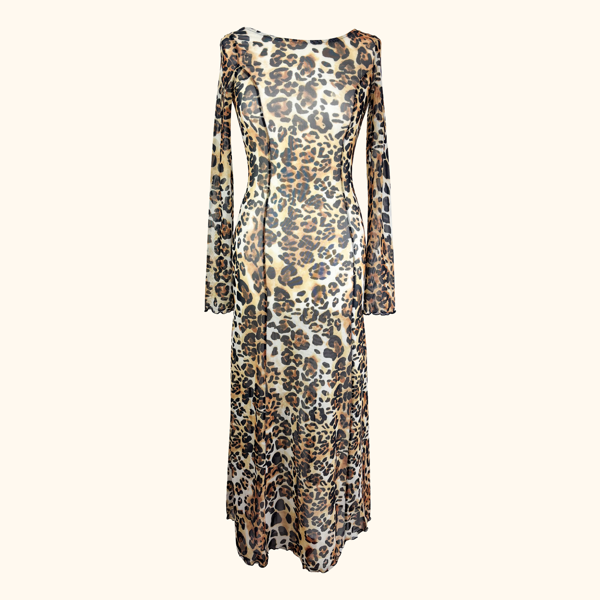 & Other Stories Leopard Print Long Sleeve Mesh Maxi Dress - Size 6 & Other Stories