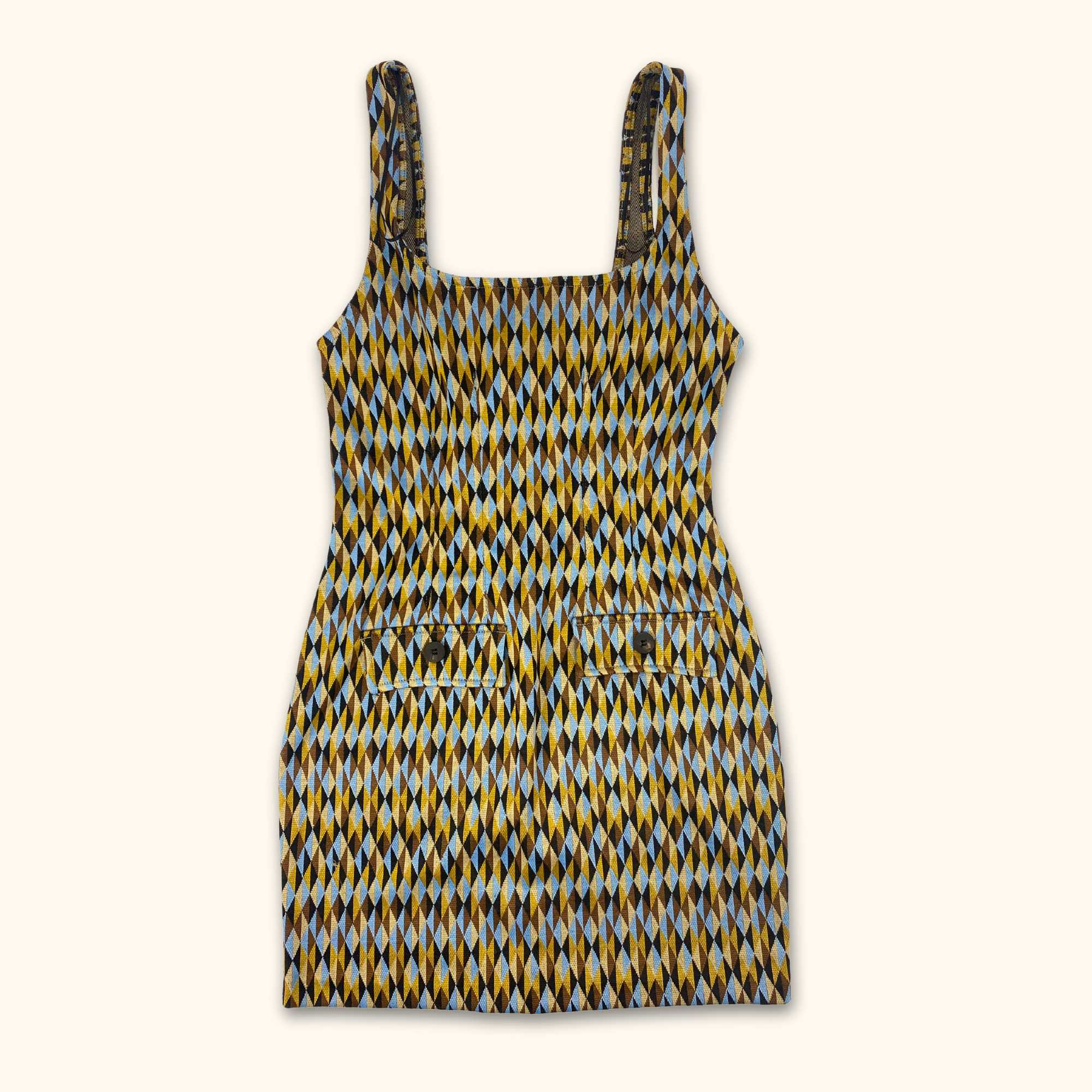 Zara Geometric Bodycon Pinafore Mini Dress