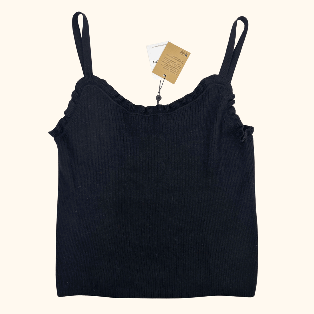 Whistles Black Stretch Frill Vest - Size 16 Whistles