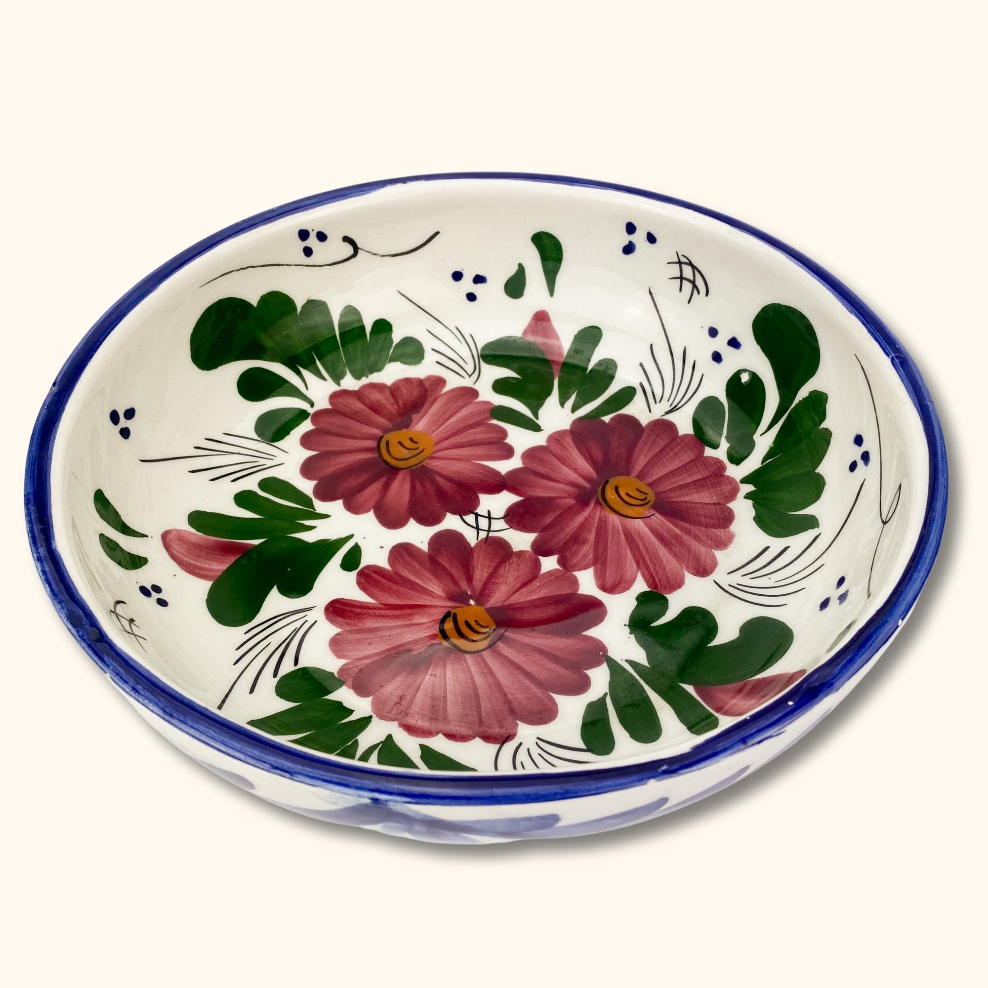 Large Floral Ceramic Salad Bowl - - Kitchenware
