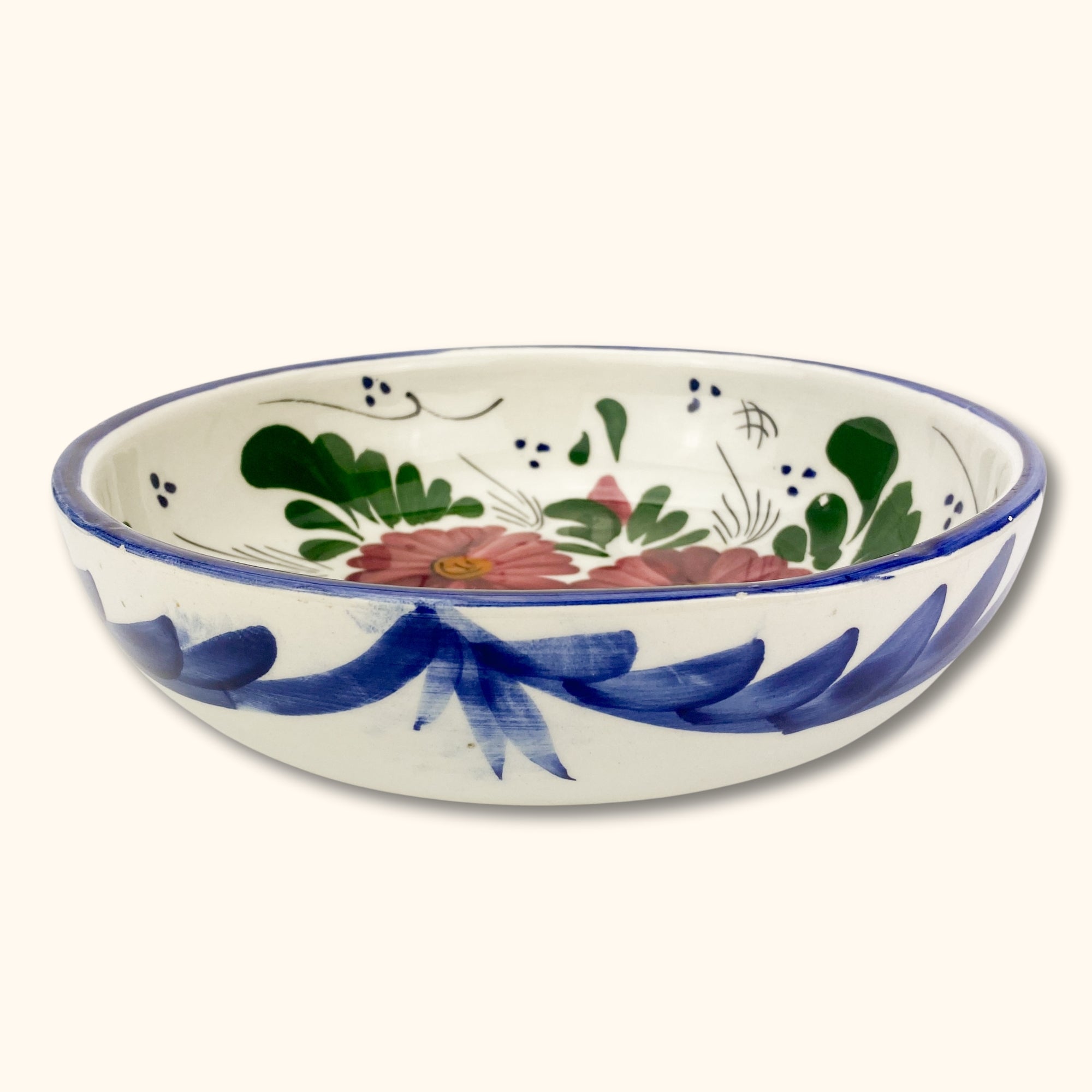 Large Floral Ceramic Salad Bowl - - Kitchenware