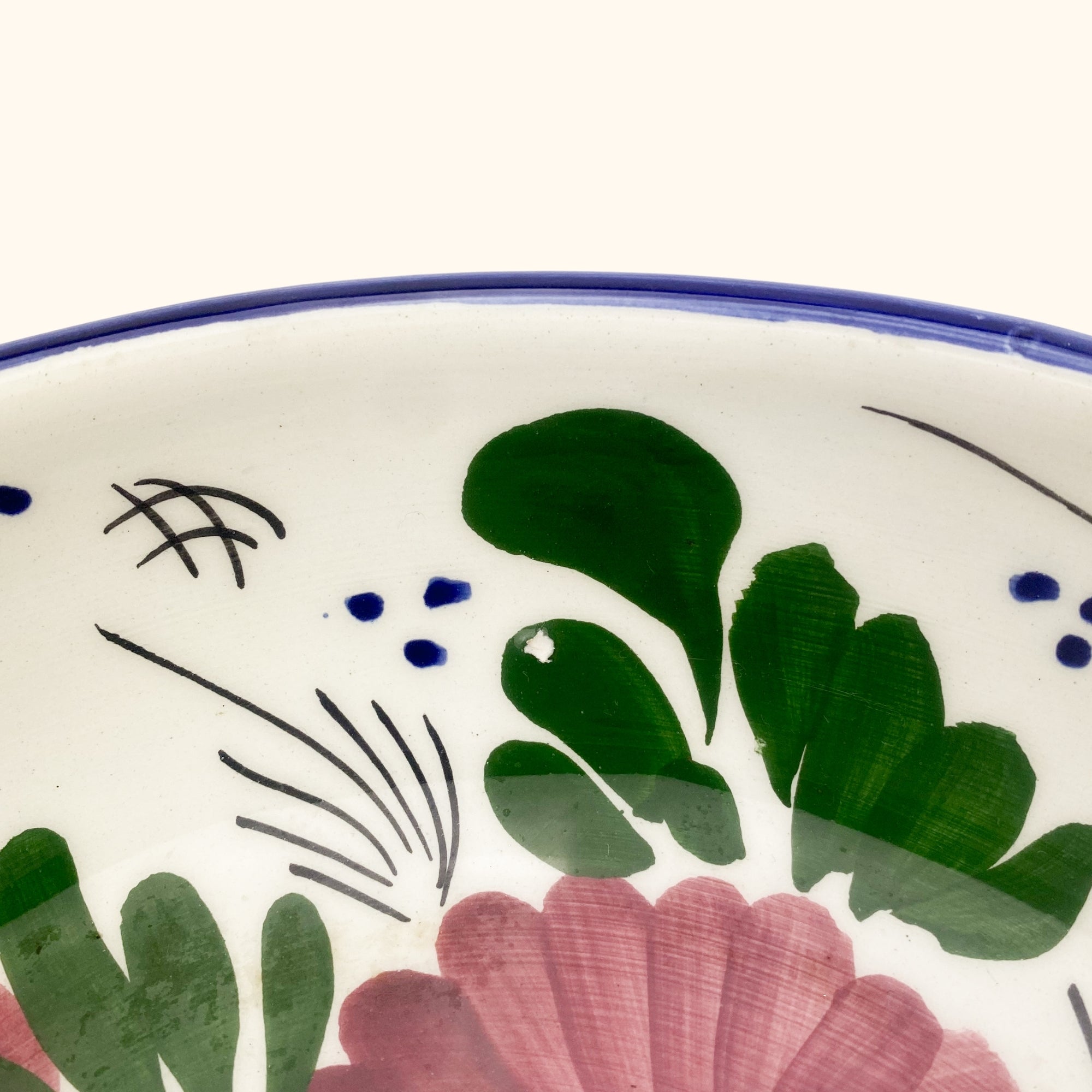 Large Floral Ceramic Salad Bowl - - Kitchenware