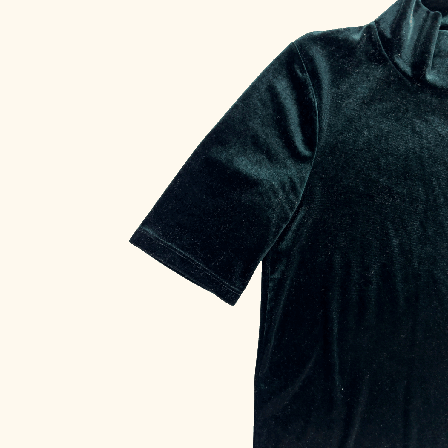 Zara Dark Green Velvet Short Sleeve Top - Size Small