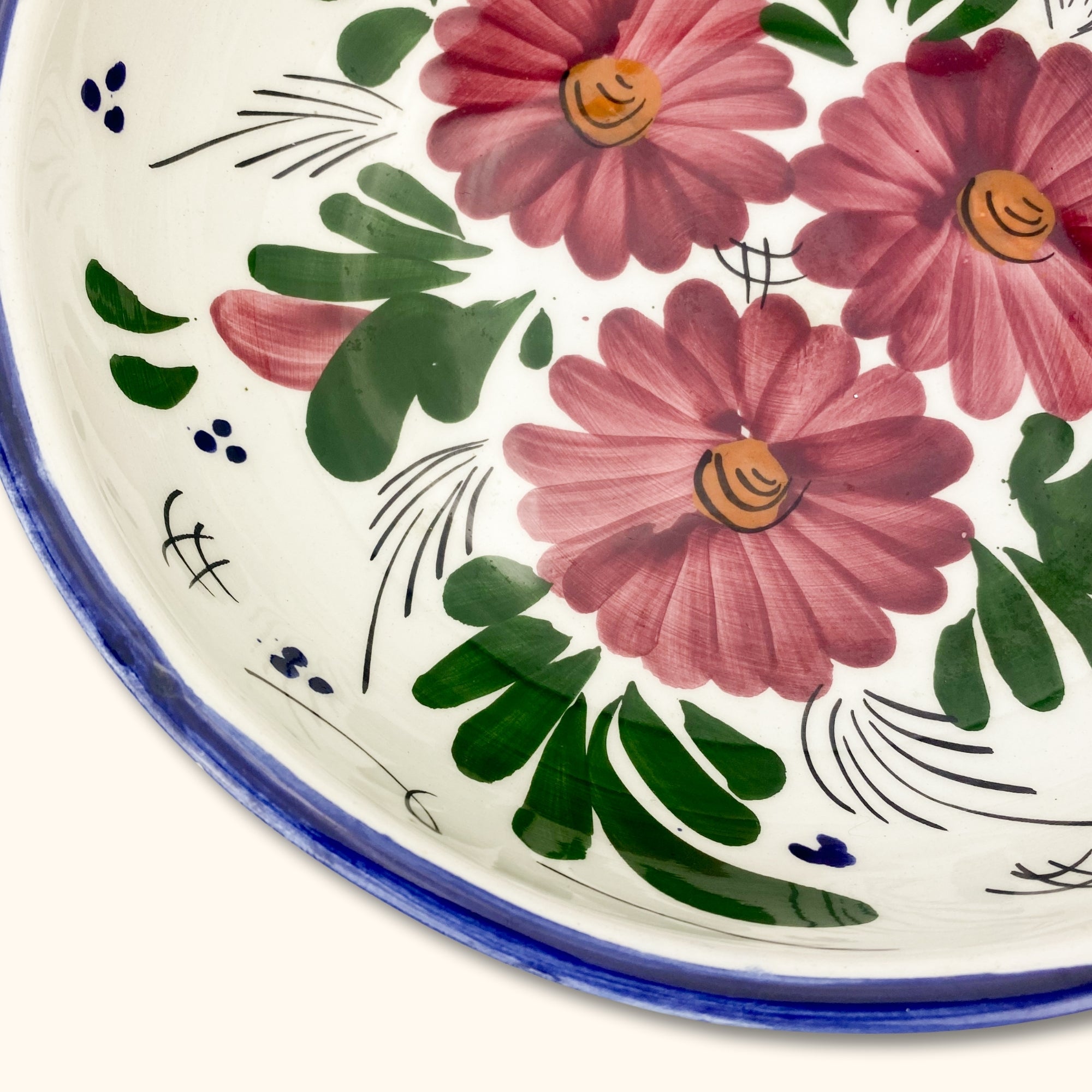 Large Floral Ceramic Salad Bowl - - Kitchenware