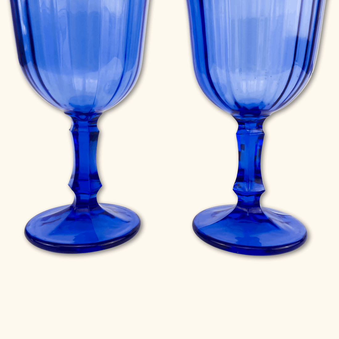 Cobalt Blue Vintage Wine Glasses - Set of 2 - - Glassware