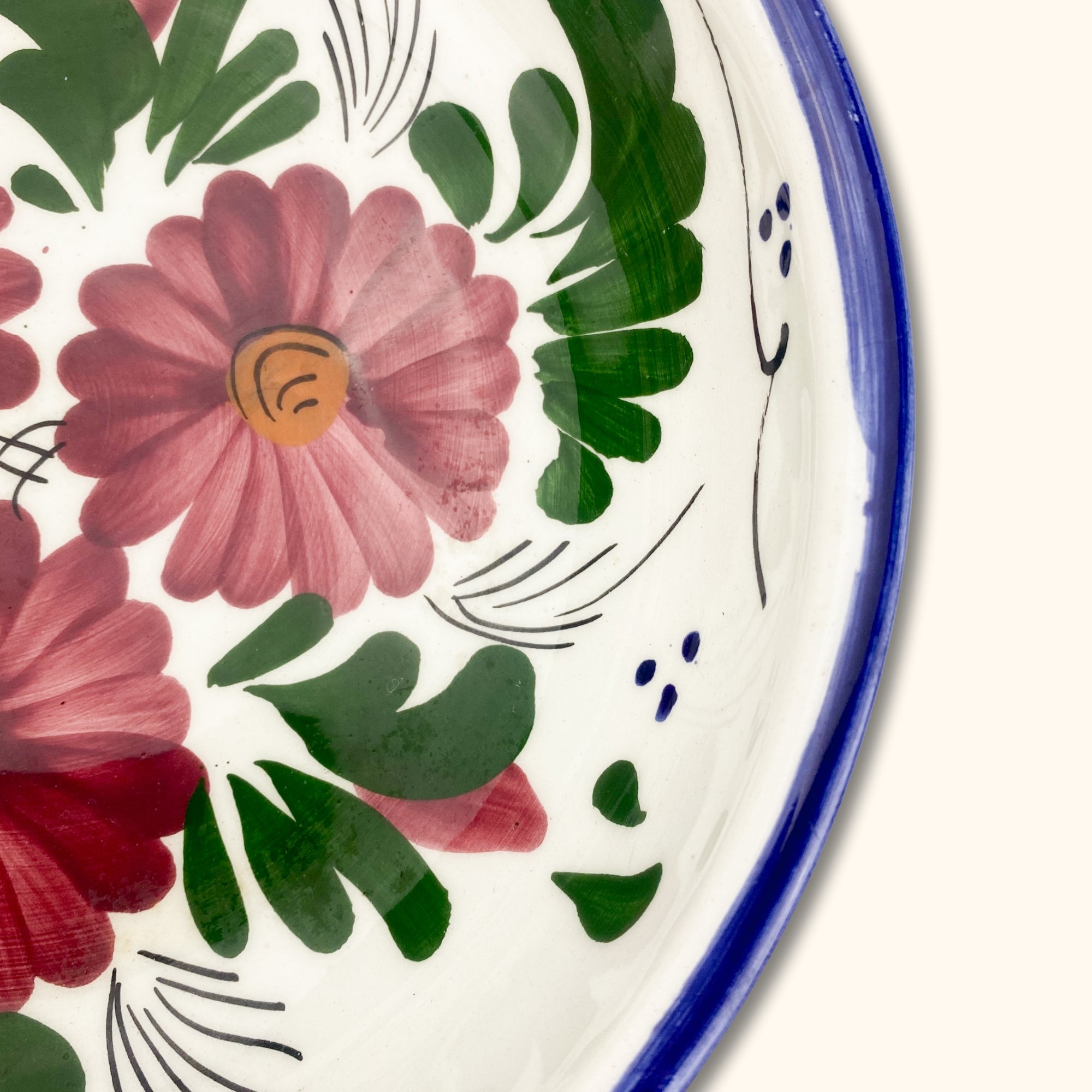 Large Floral Ceramic Salad Bowl - - Kitchenware