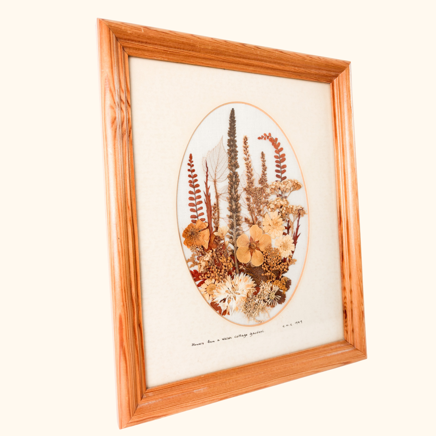 Vintage Welsh Pressed Flowers Wooden Frame Sunshine Thrift