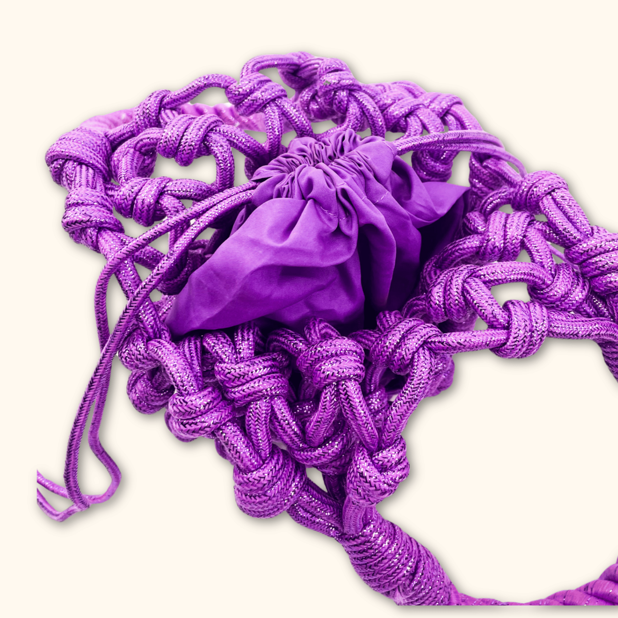 H&M Purple Metallic Drawstring Pouch Bag - - Bags