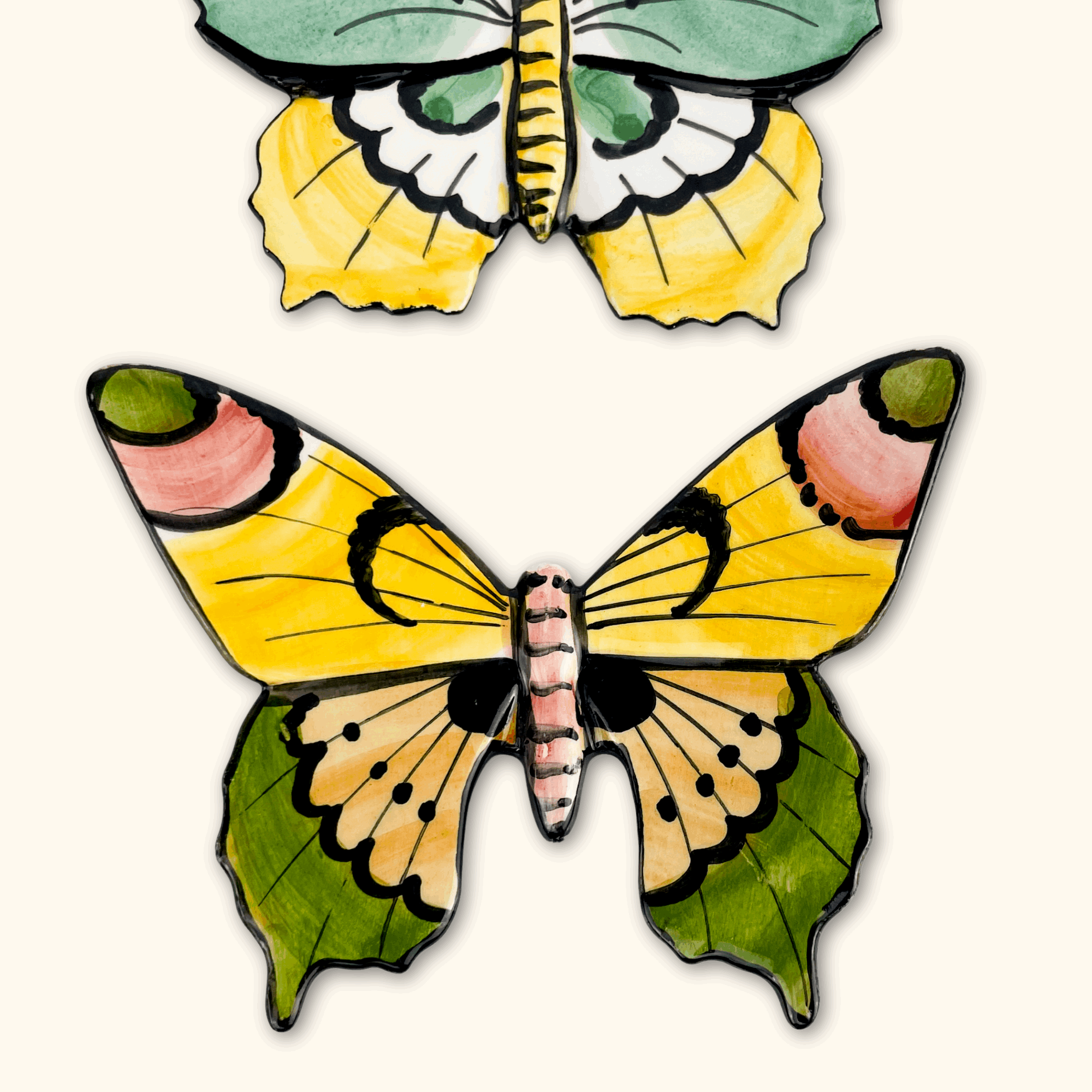 Ceramic Wall hanging Butterflies - Set of 2 - - Decoration