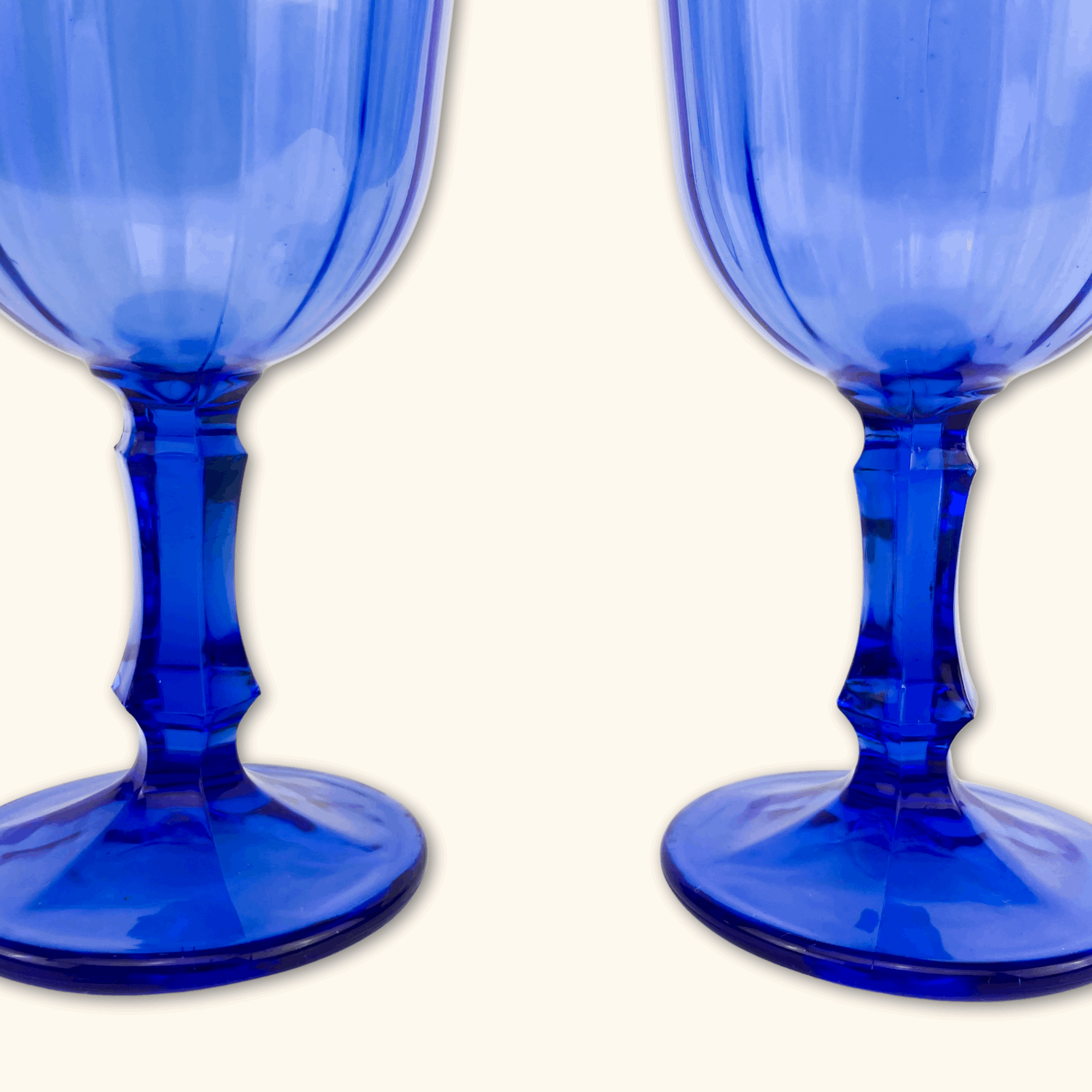 Cobalt Blue Vintage Wine Glasses - Set of 2 - - Glassware