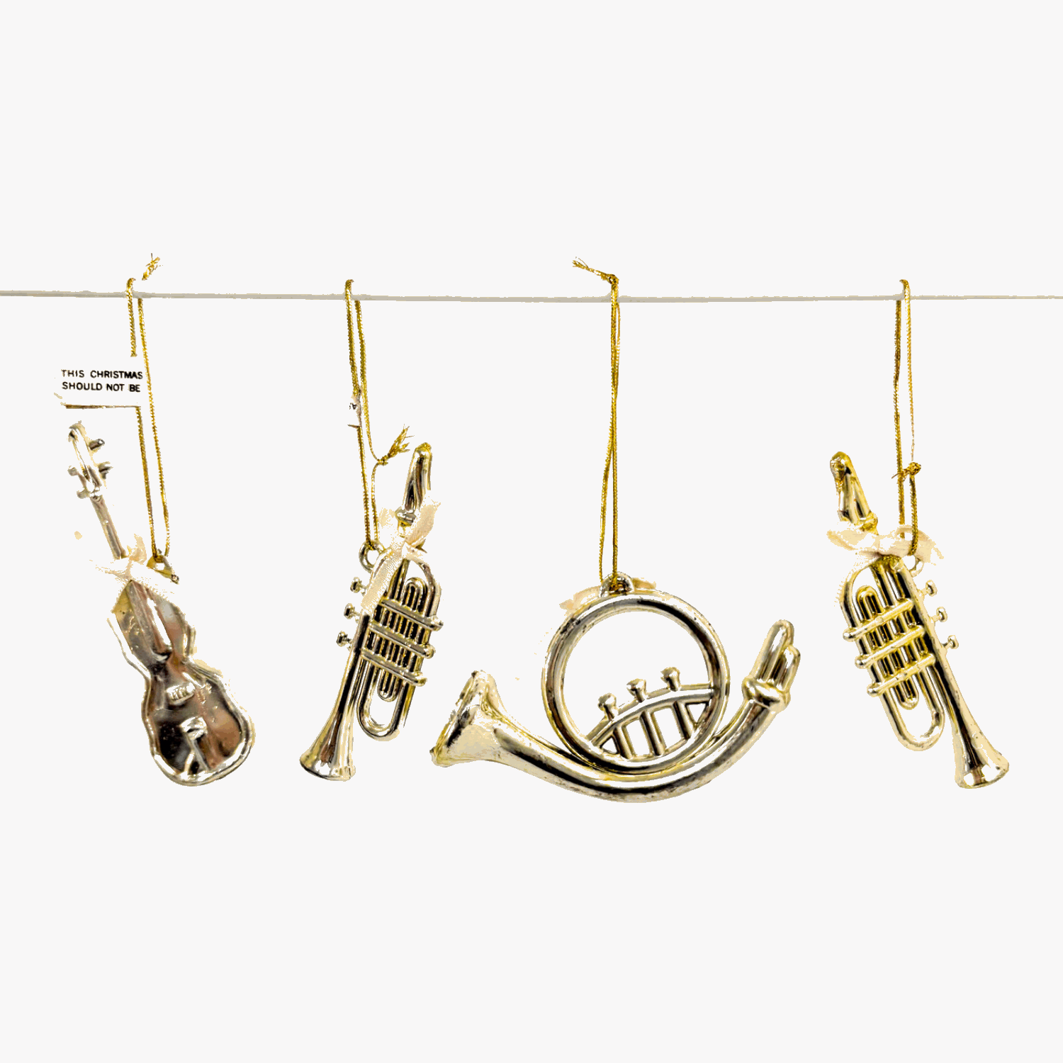 Vintage 90s Music Instrument Christmas Baubles Set of 8 Sunshine Thrift