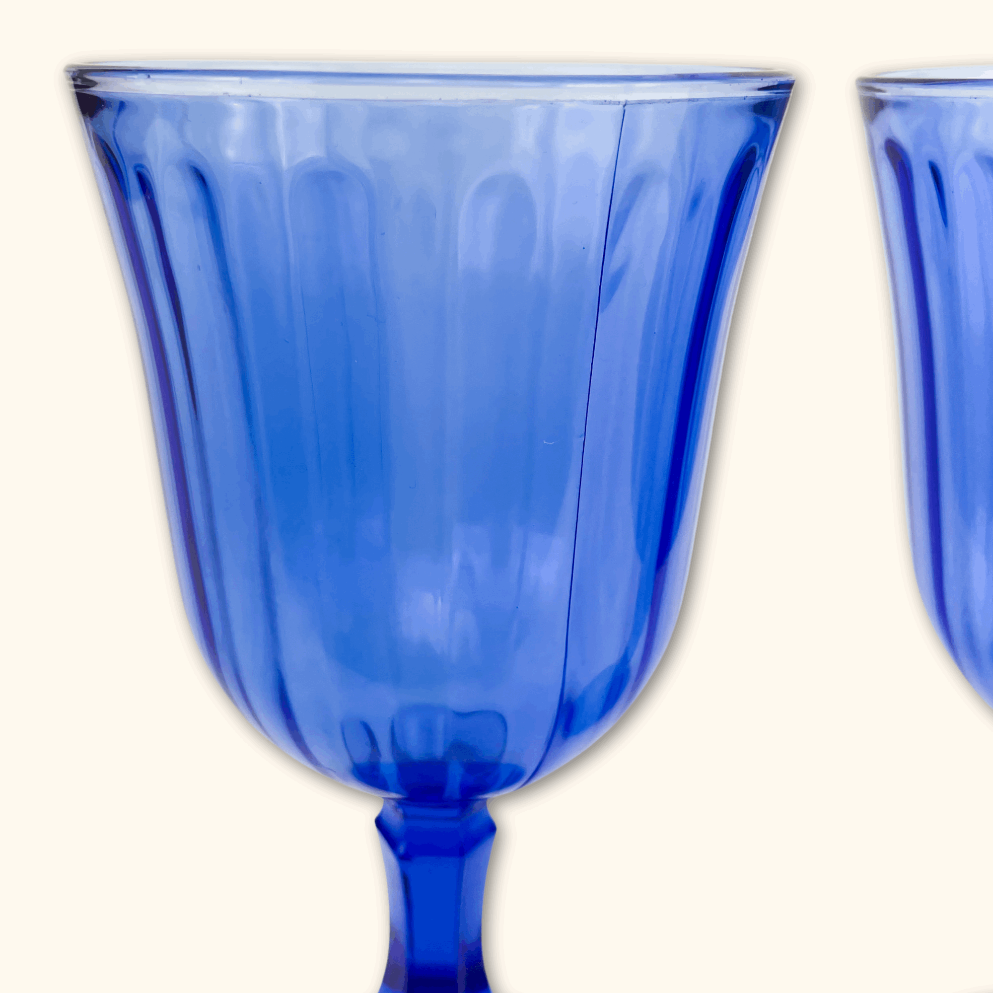 Cobalt Blue Vintage Wine Glasses - Set of 2 - - Glassware