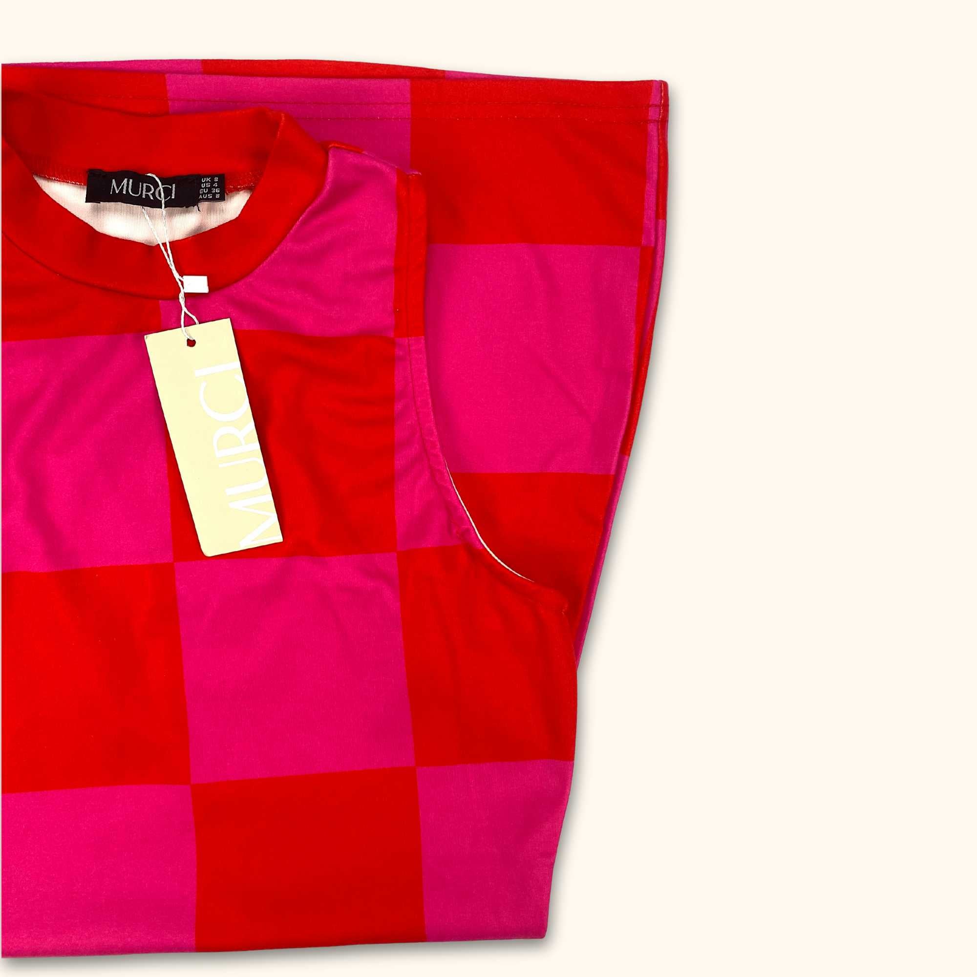 Murci Pink and Red Sleeveless Bodycon Dress - Size 8 - - Dresses