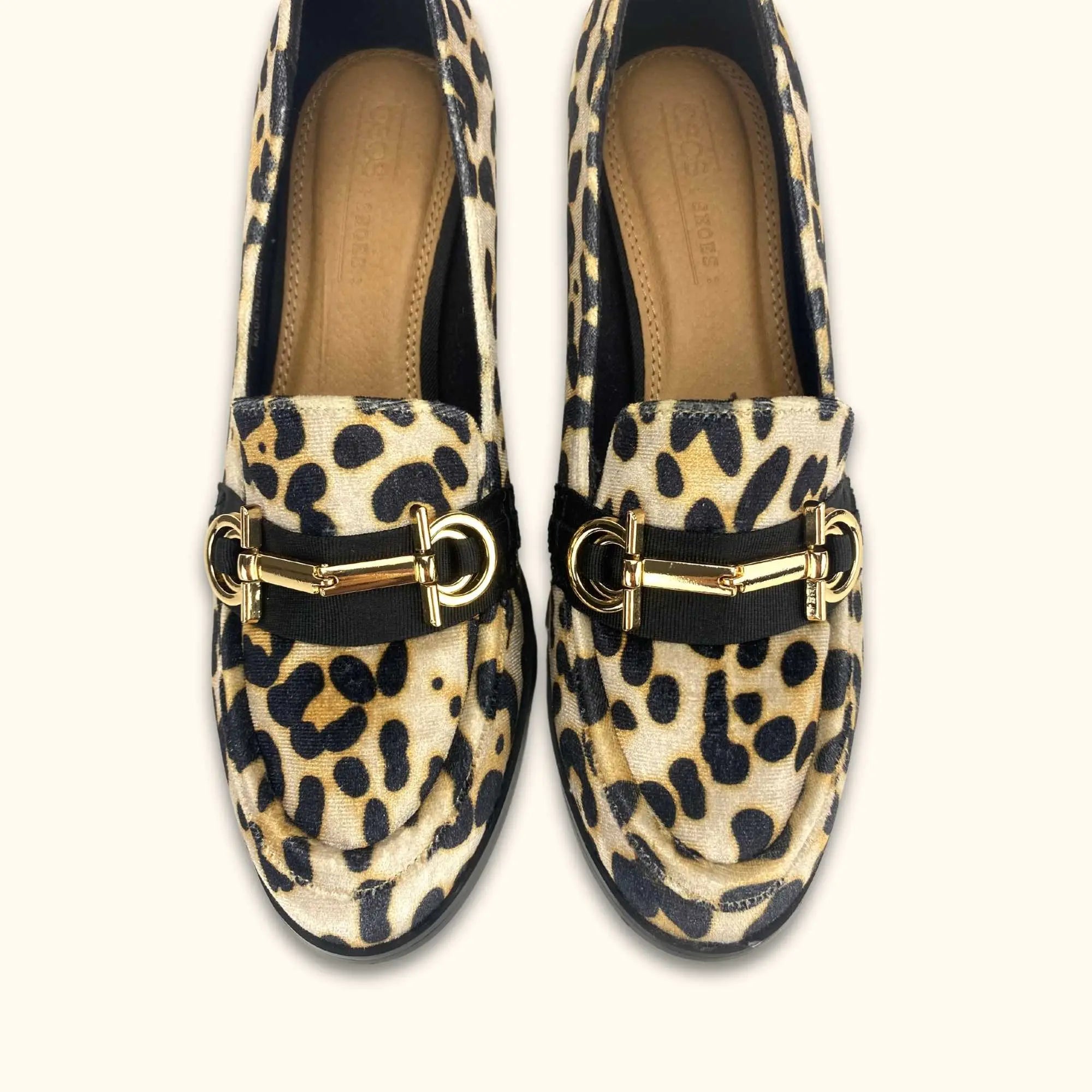 ASOS DESIGN Chunky Heeled Loafers Leopard velvet - Size 3 -  - Shoes