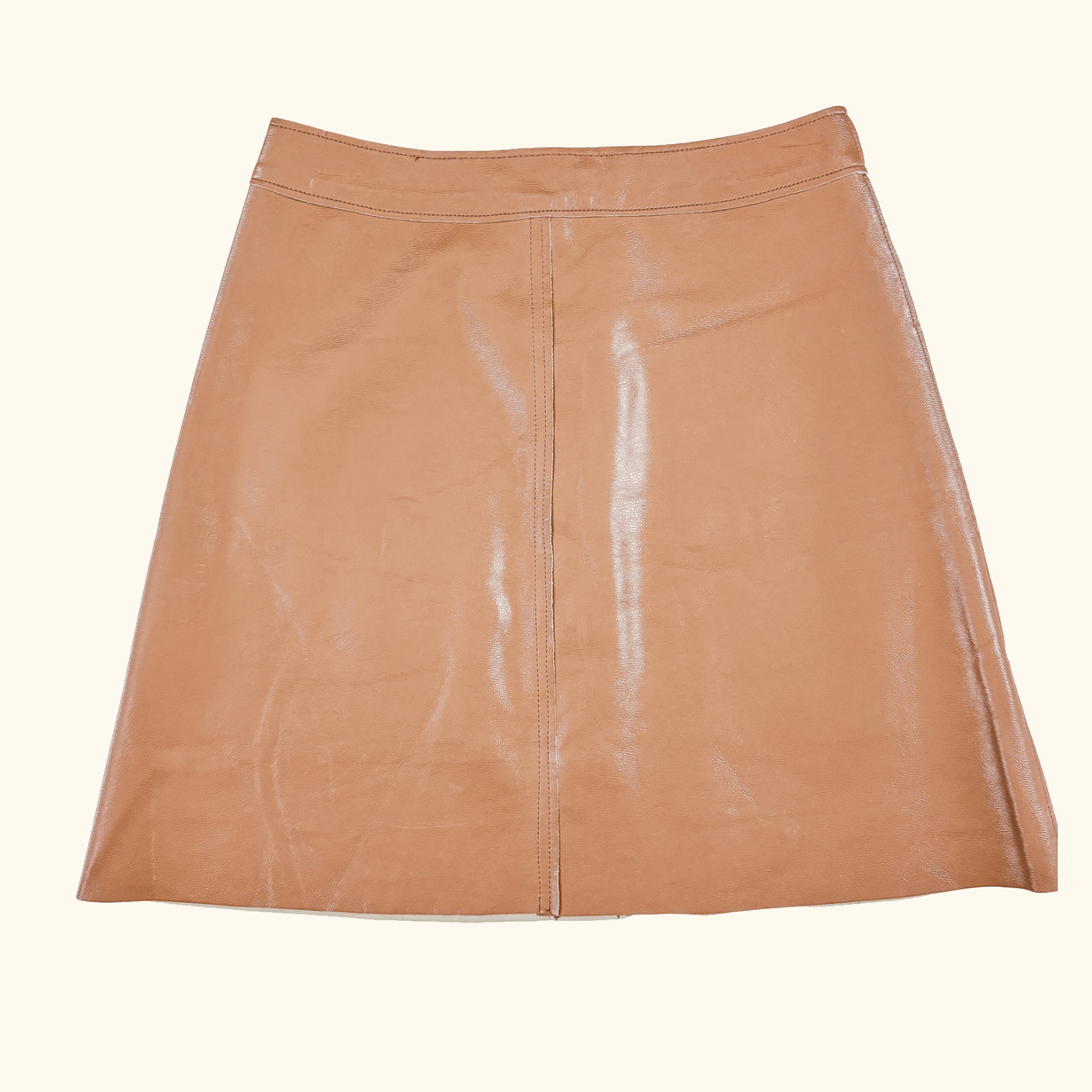 Topshop Camel Brown PU Faux Leather Mini Skirt - Size 6 - - Skirts