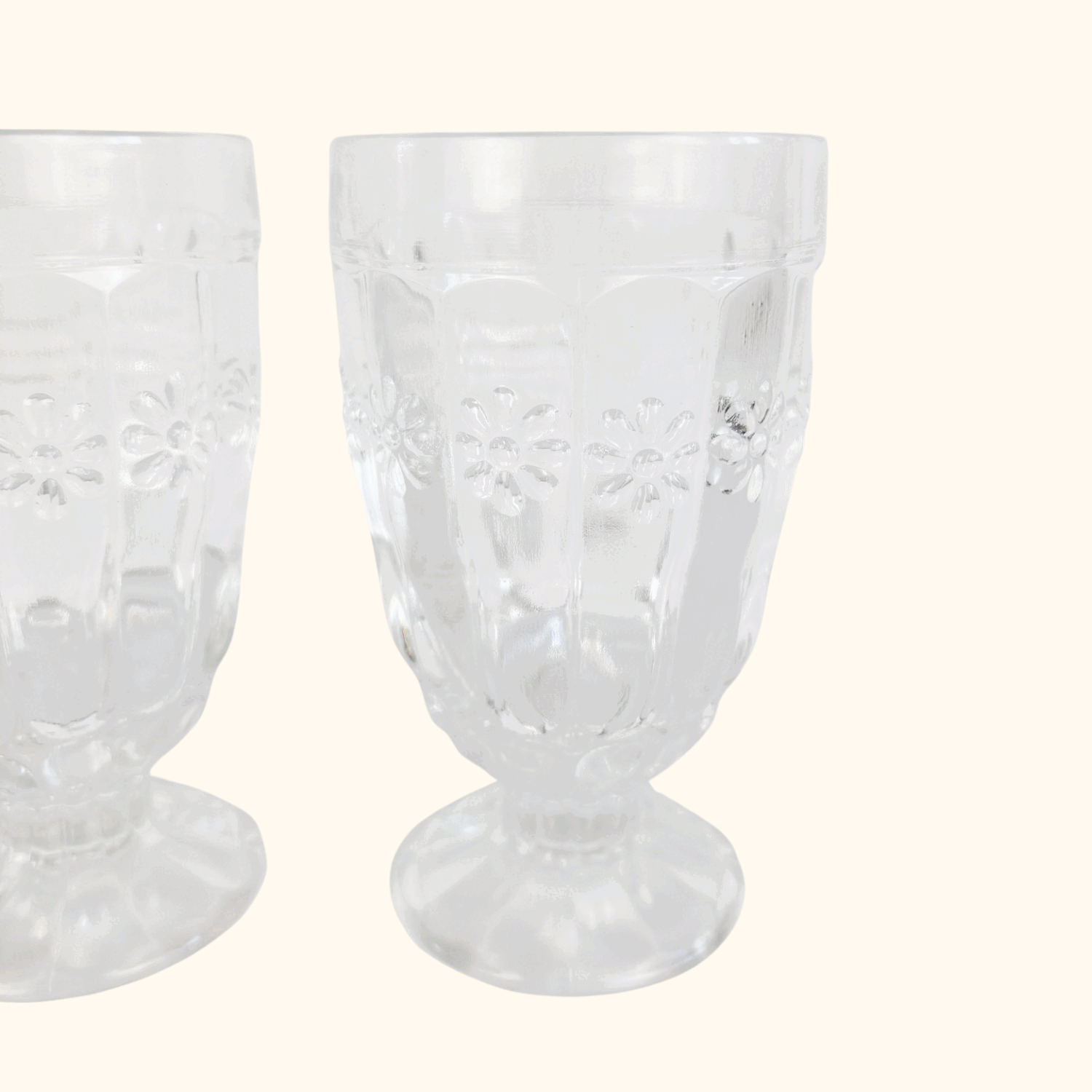 Floral Pressed Glass Parfait Tumbler Glasses Set of 2 Sunshine Thrift