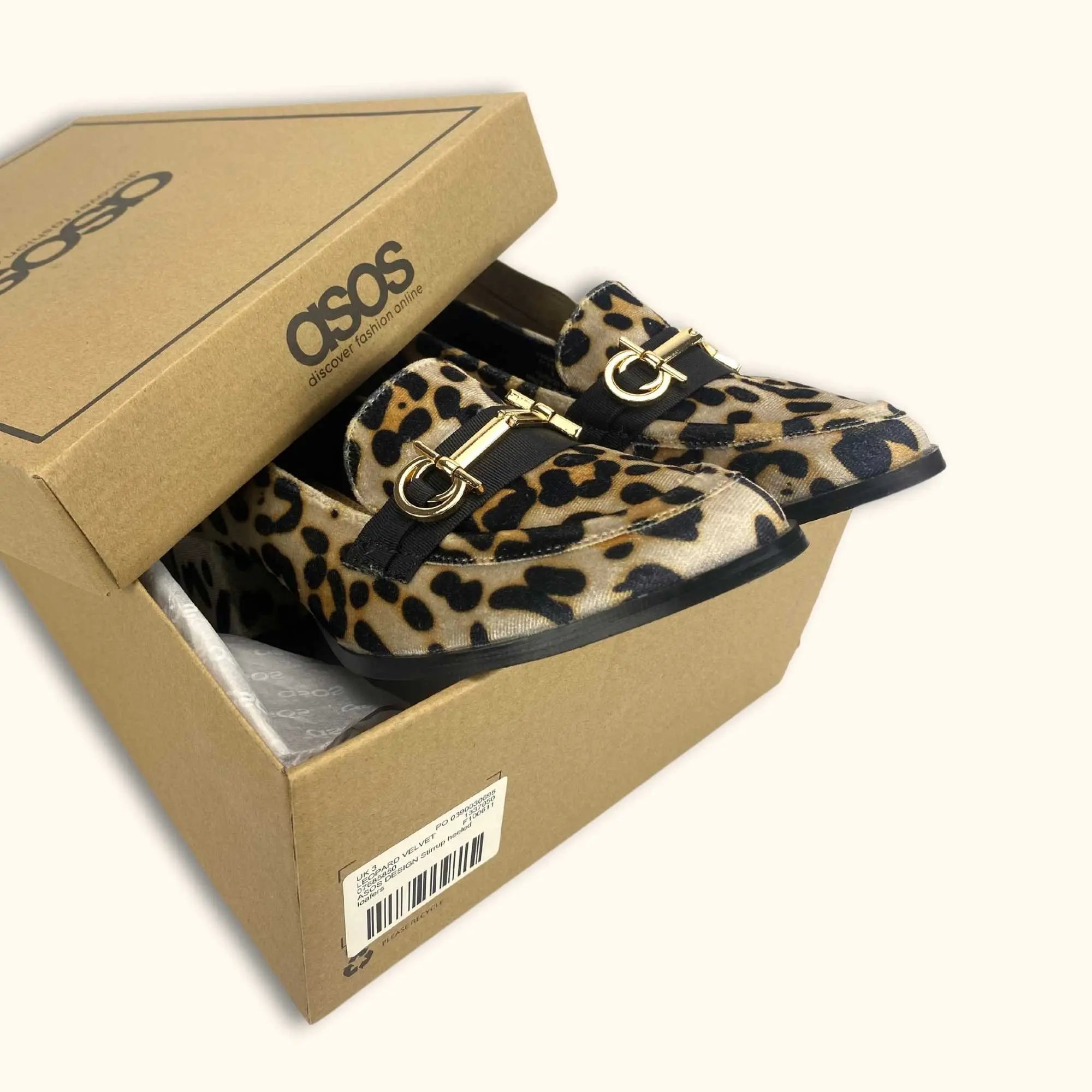 ASOS DESIGN Chunky Heeled Loafers Leopard velvet - Size 3 -  - Shoes