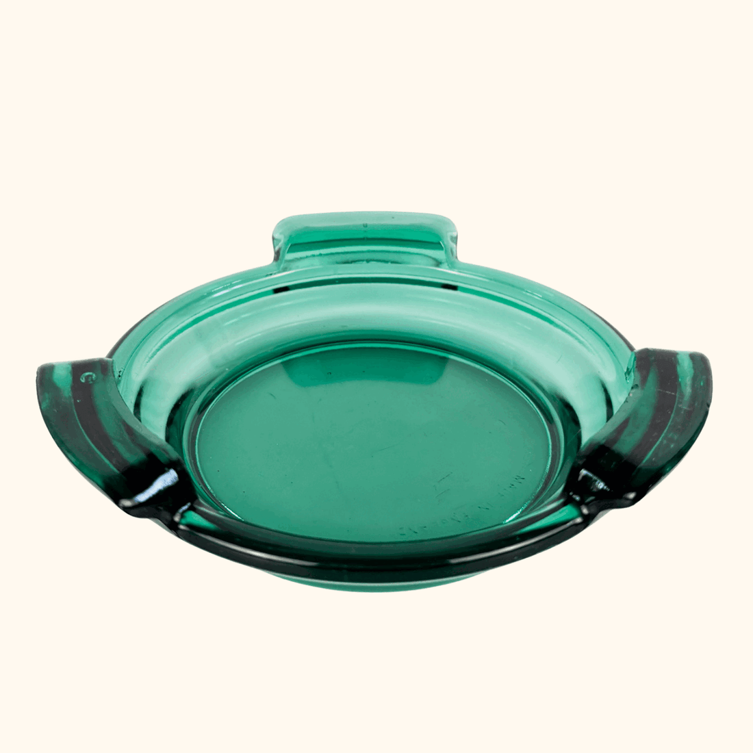 Mid Century Jade Green Glass Ashtray Sunshine Thrift