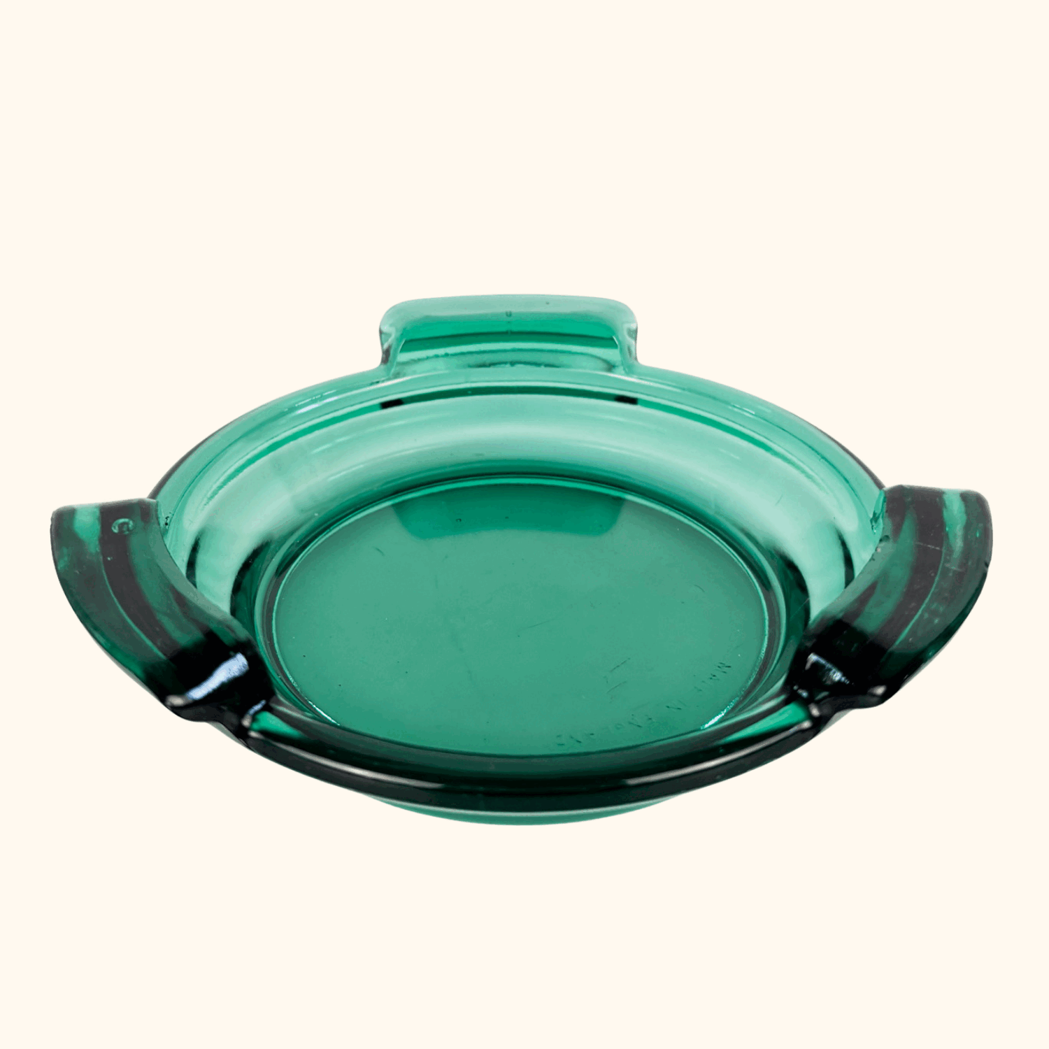 Mid Century Jade Green Glass Ashtray Sunshine Thrift