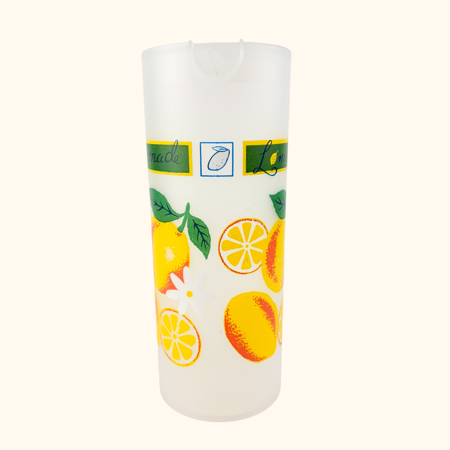 Plastic Lemon Pitcher Cup Set Vintage 1970s Sunshine Thrift