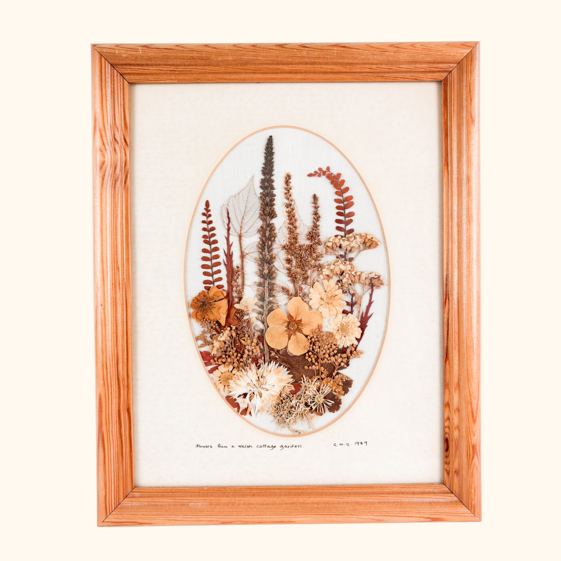 Vintage Welsh Pressed Flowers Wooden Frame Sunshine Thrift