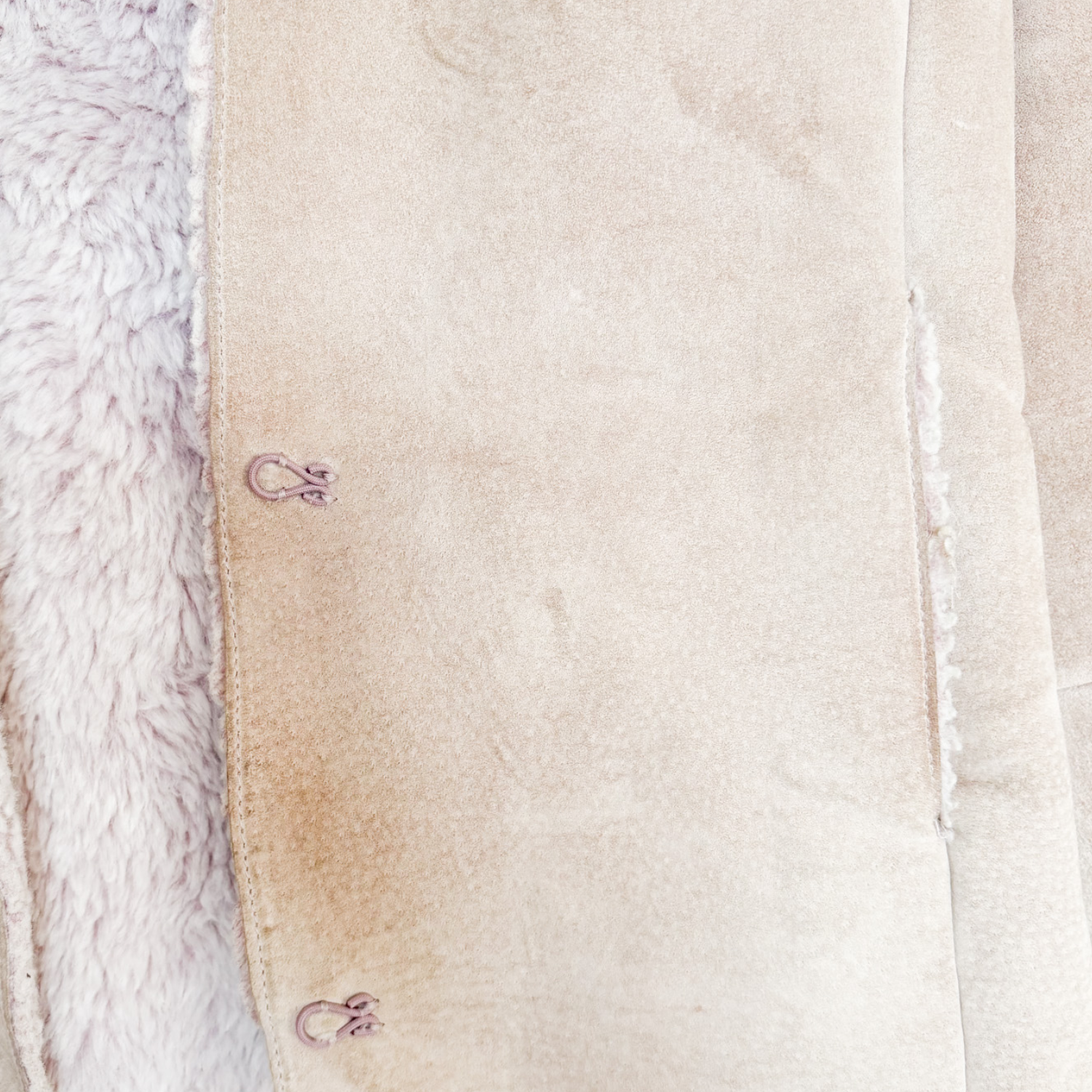 John Rocha Suede Pink Faux Fur Jacket - Size 12 John Rocha