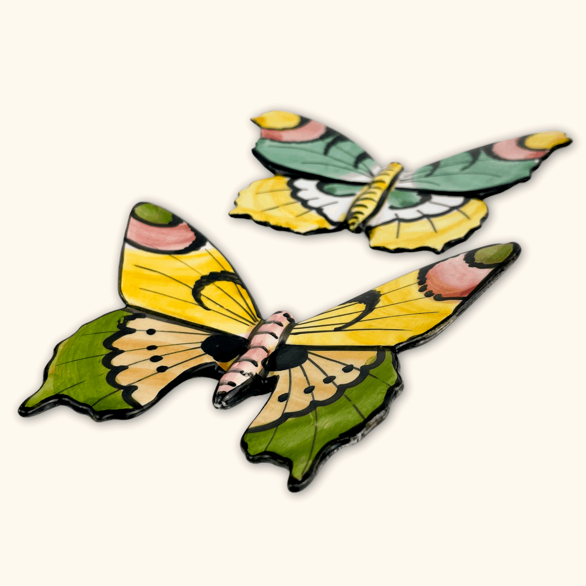Ceramic Wall hanging Butterflies - Set of 2 - - Decoration