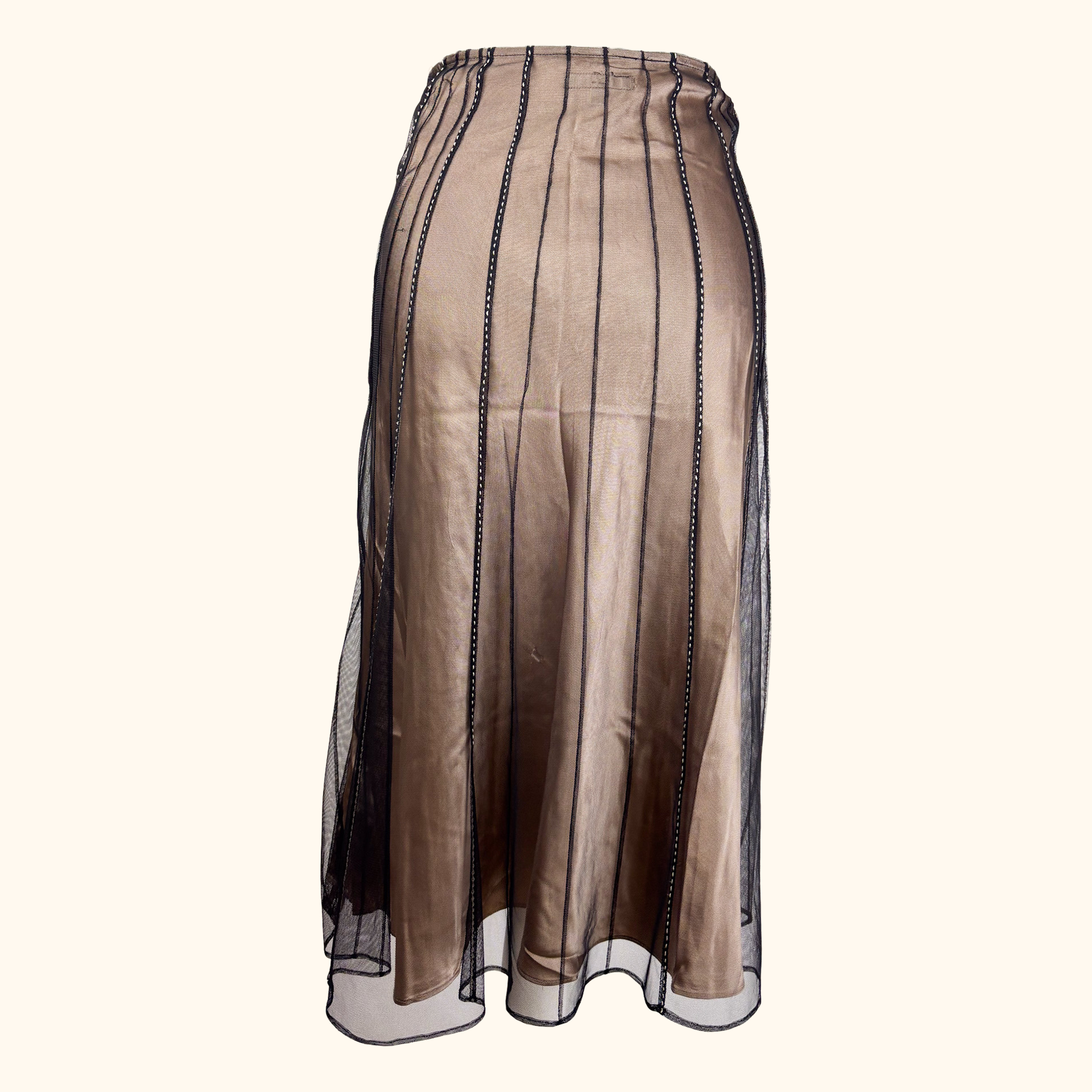 Coast Floral Embroidered Black Mesh Midi Skirt - Size 12 Coast