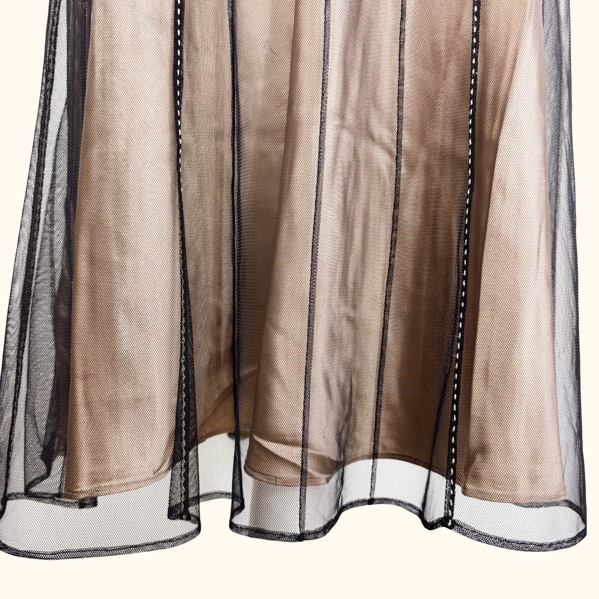 Coast Floral Embroidered Black Mesh Midi Skirt - Size 12 Coast