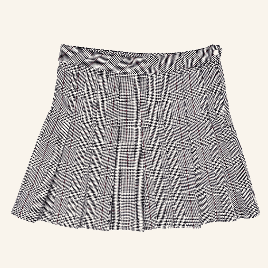 H&M Grey Check Plaid Pleated Mini Skirt - Size 10 H&M
