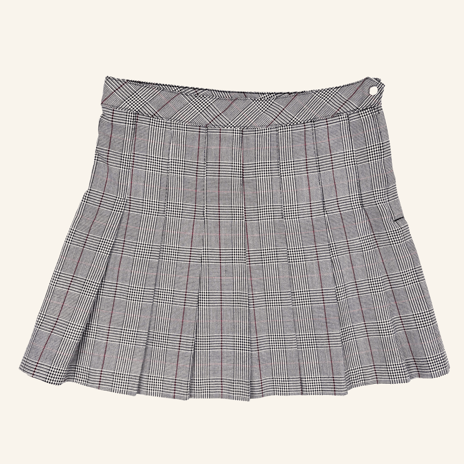H&M Grey Check Plaid Pleated Mini Skirt - Size 10 H&M