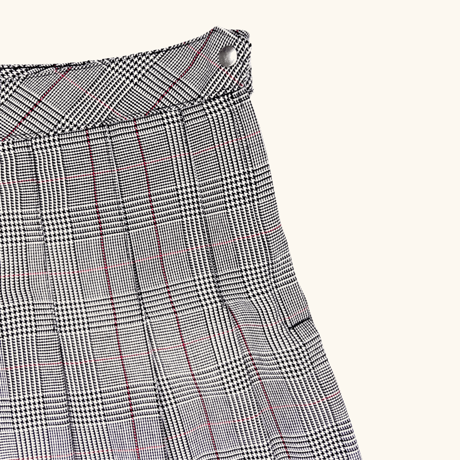 H&M Grey Check Plaid Pleated Mini Skirt - Size 10 H&M