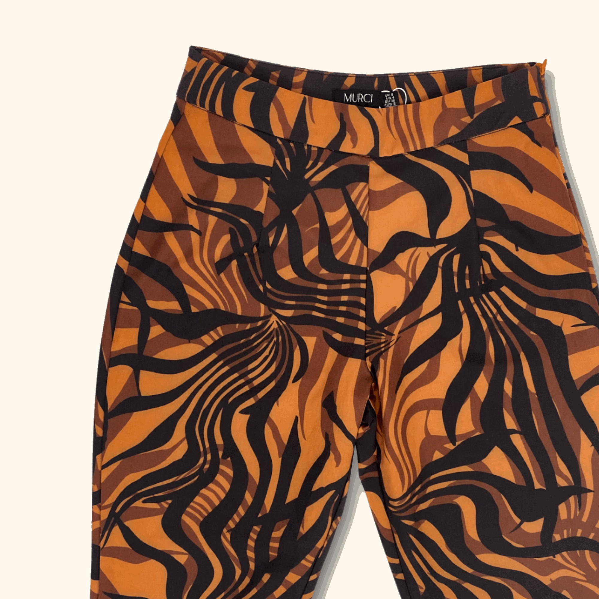 Murci High Waisted Black and Brown Flared Trousers - Size 8 -  - Trousers