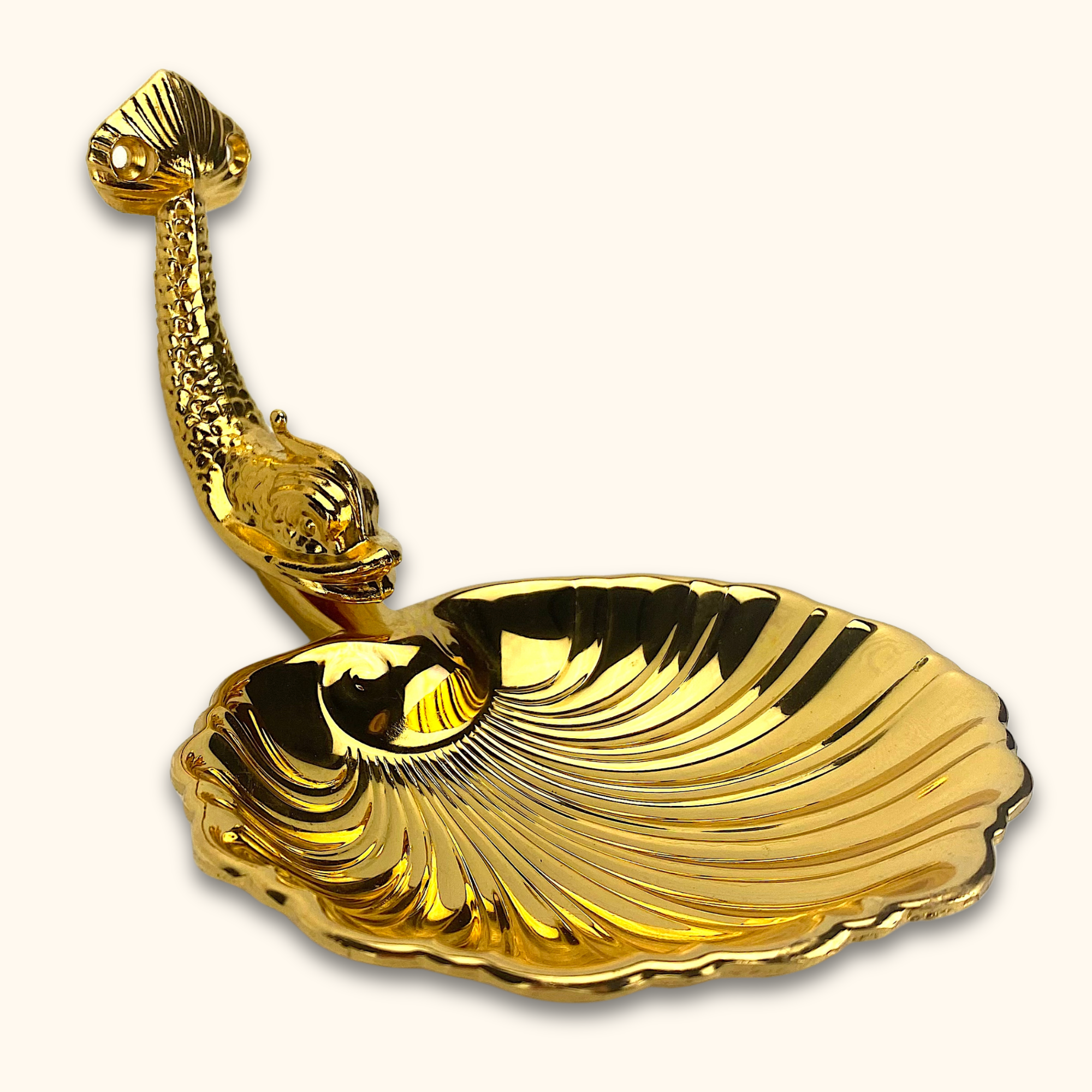 Vintage Gold Plated Dolphin Soap Dish -  - Bathroom