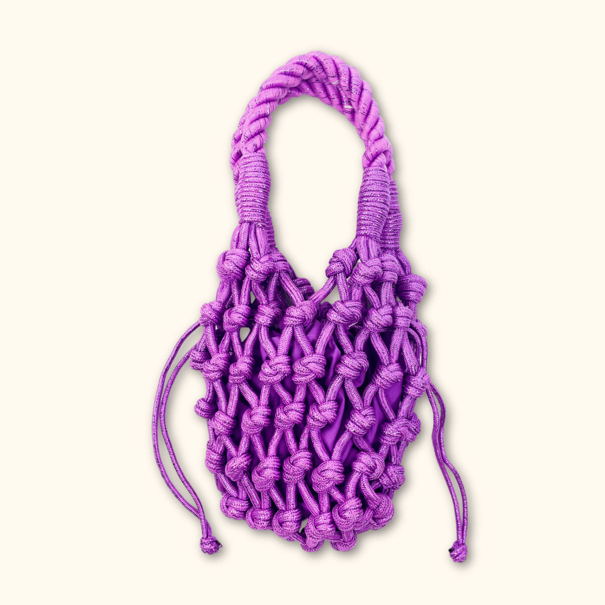 H&M Purple Metallic Drawstring Pouch Bag - - Bags