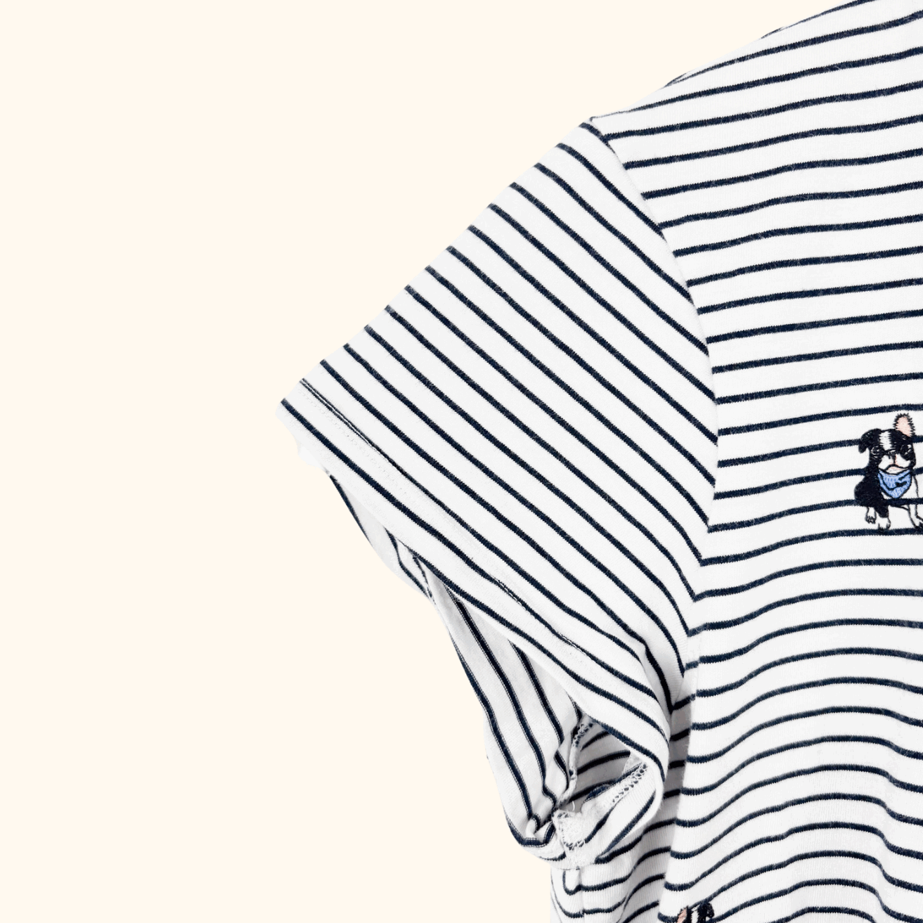 Laura Ashley Striped Embroidered Dog T-Shirt - Size 16 Laura Ashley