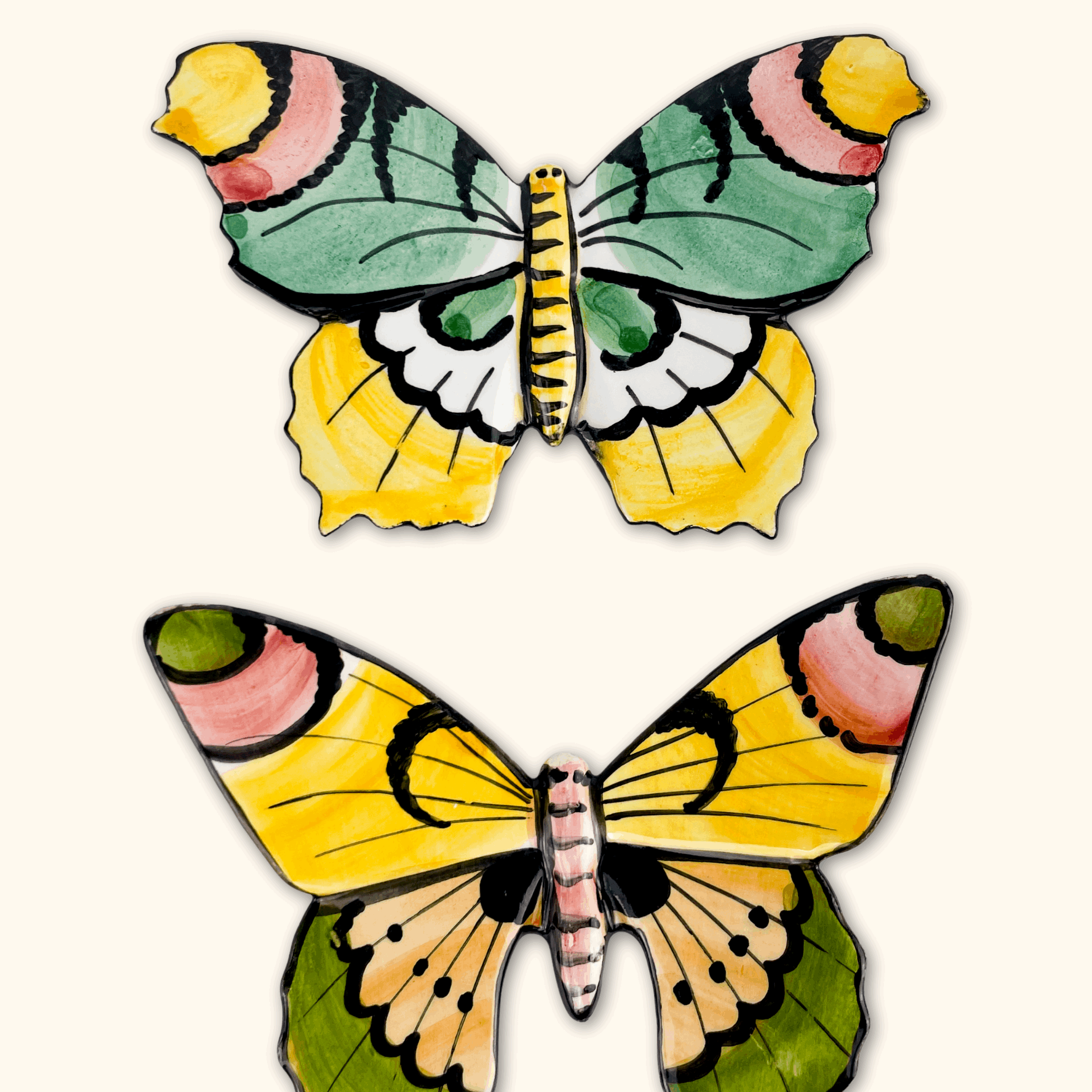 Ceramic Wall hanging Butterflies - Set of 2 - - Decoration
