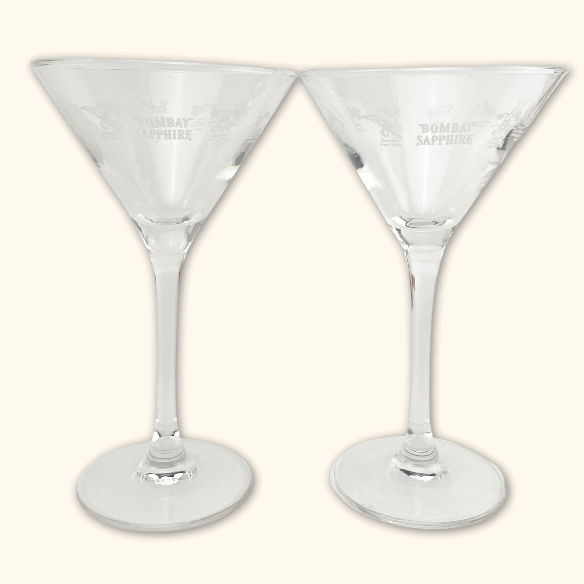 Bombay Sapphire Gin Martini Glasses - Set of 2 - - Glassware