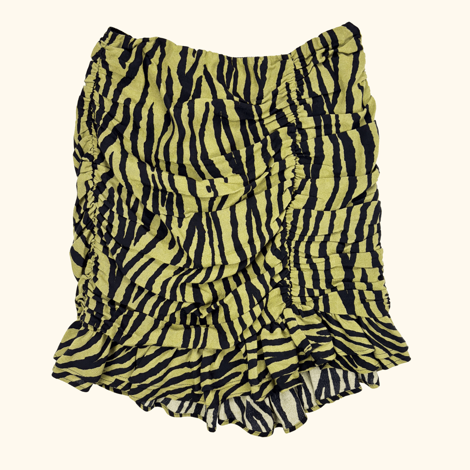 Zara Green Zebra Print Ruffle Mini Skirt - Size Small Zara