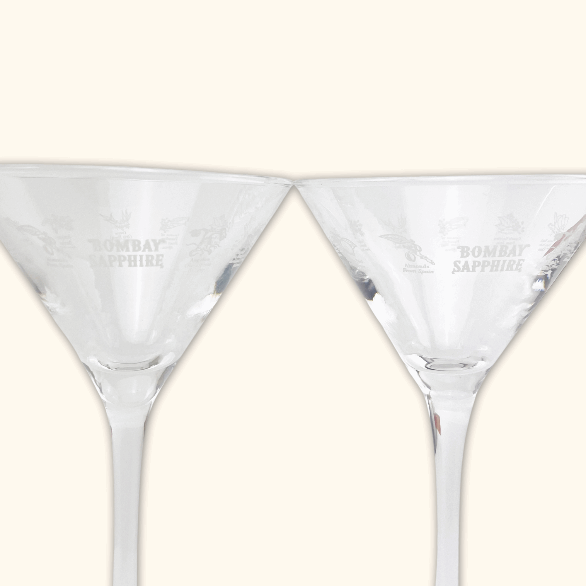 Bombay Sapphire Gin Martini Glasses - Set of 2 - - Glassware