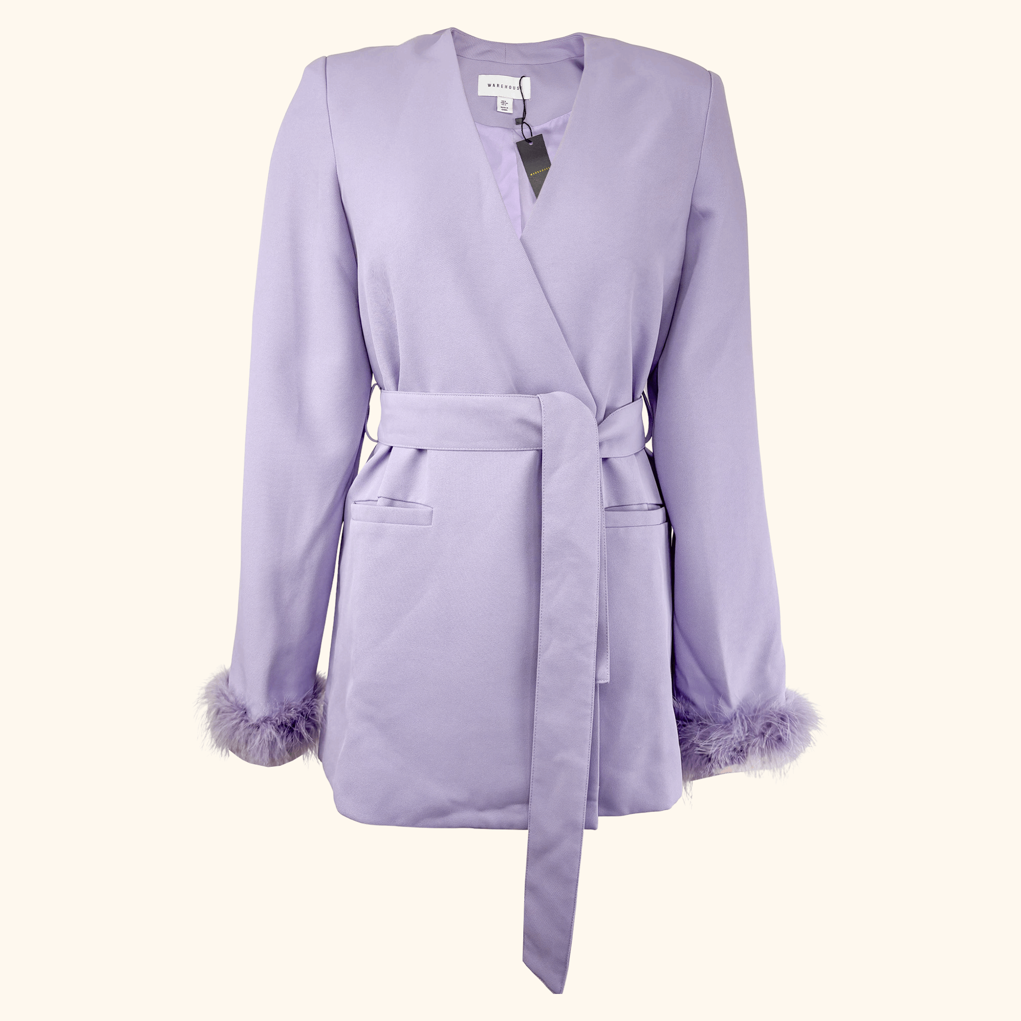 Warehouse Lilac Purple Feather Blazer - Size 6
